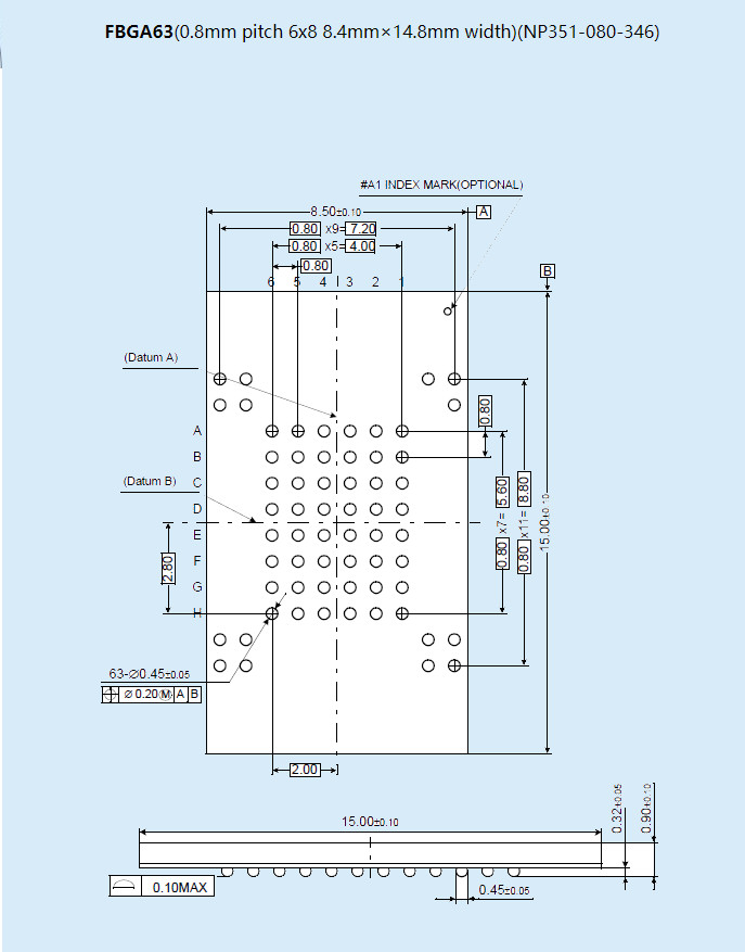 WL-FBGA63-E136-15 0.8mm pitch 6×8 Socket Adapter For Wellon