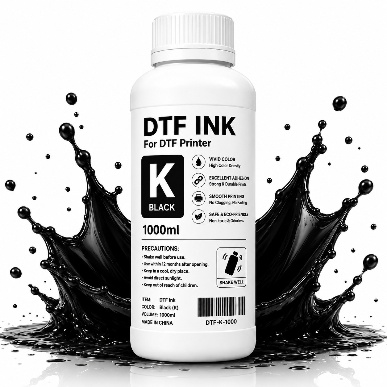 DTF Ink 33.8 fl oz 1000ml BLACK Premium Pigment Ink