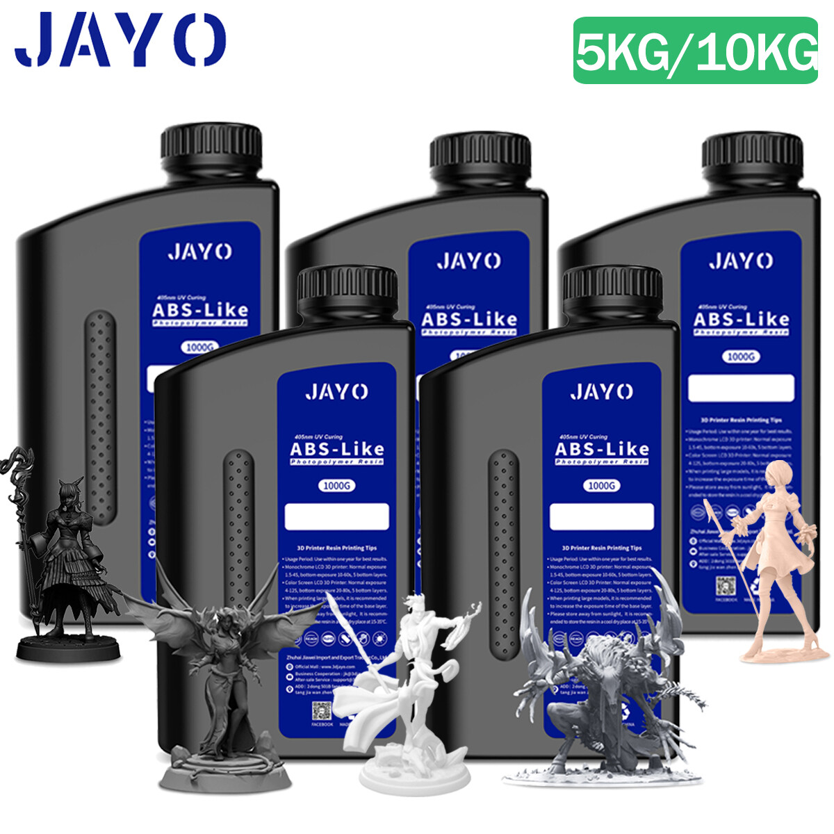 JAYO 5KG/10KG ABS-Like Photopolymer Resin 405nm UV-Curing LCD Resin 3D Printer