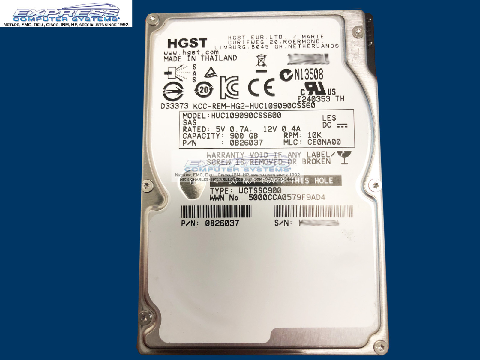 HGST HUC109090CSS600 900GB 10K SAS 2.5″ SFF 6GB/s Server Hard Drive