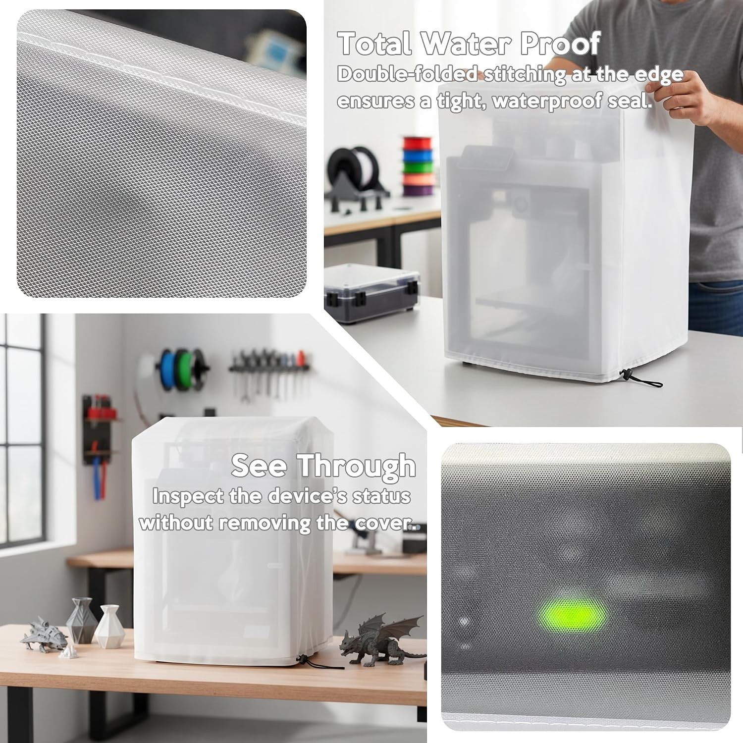 See-Through Protective 3D Printer Cover – 19Wx19Dx18H, Dust & Moisture Resistant