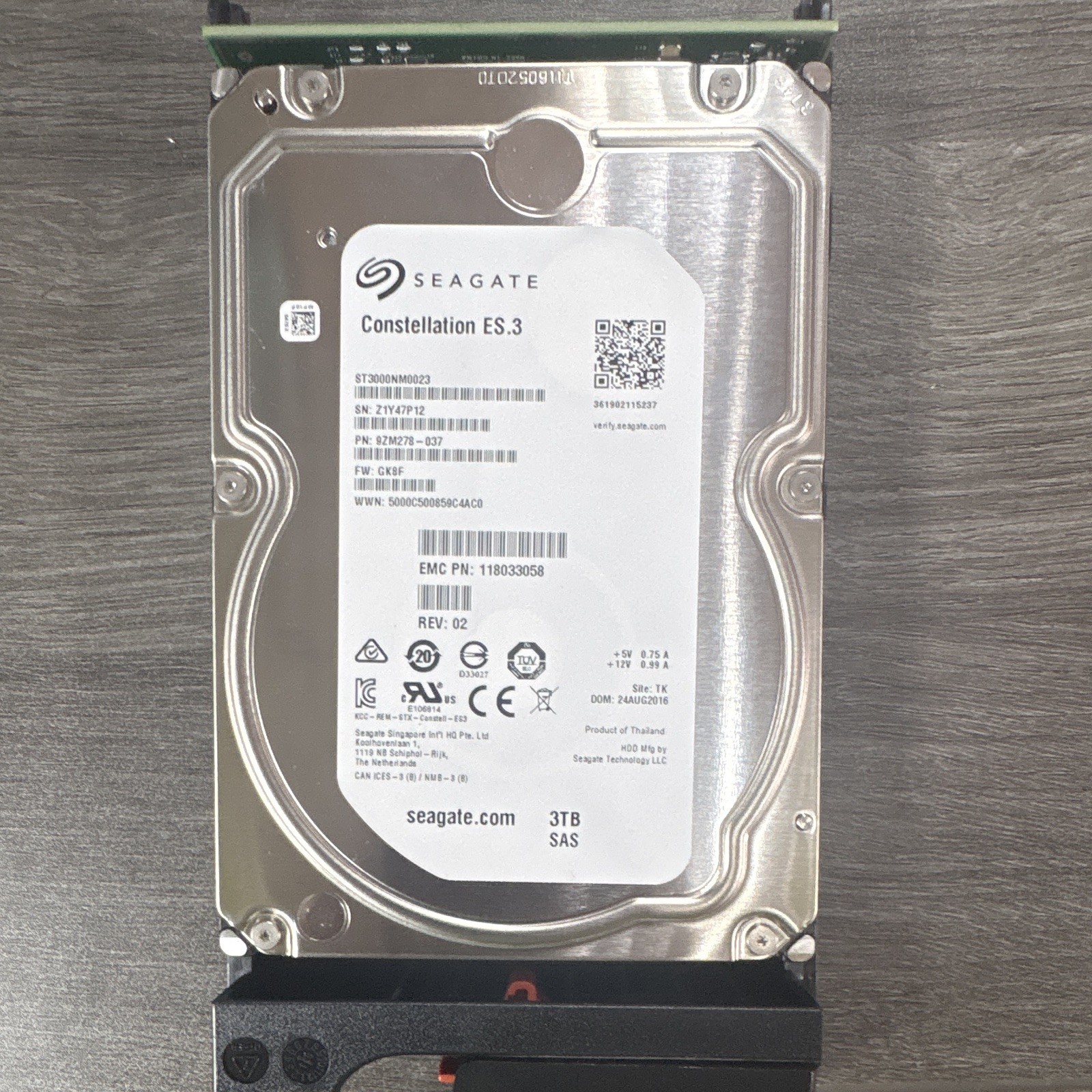 Seagate Constellation ES.3 1x3TB SAS 3.5 HDD 7200RPM 128MB Hot Swap