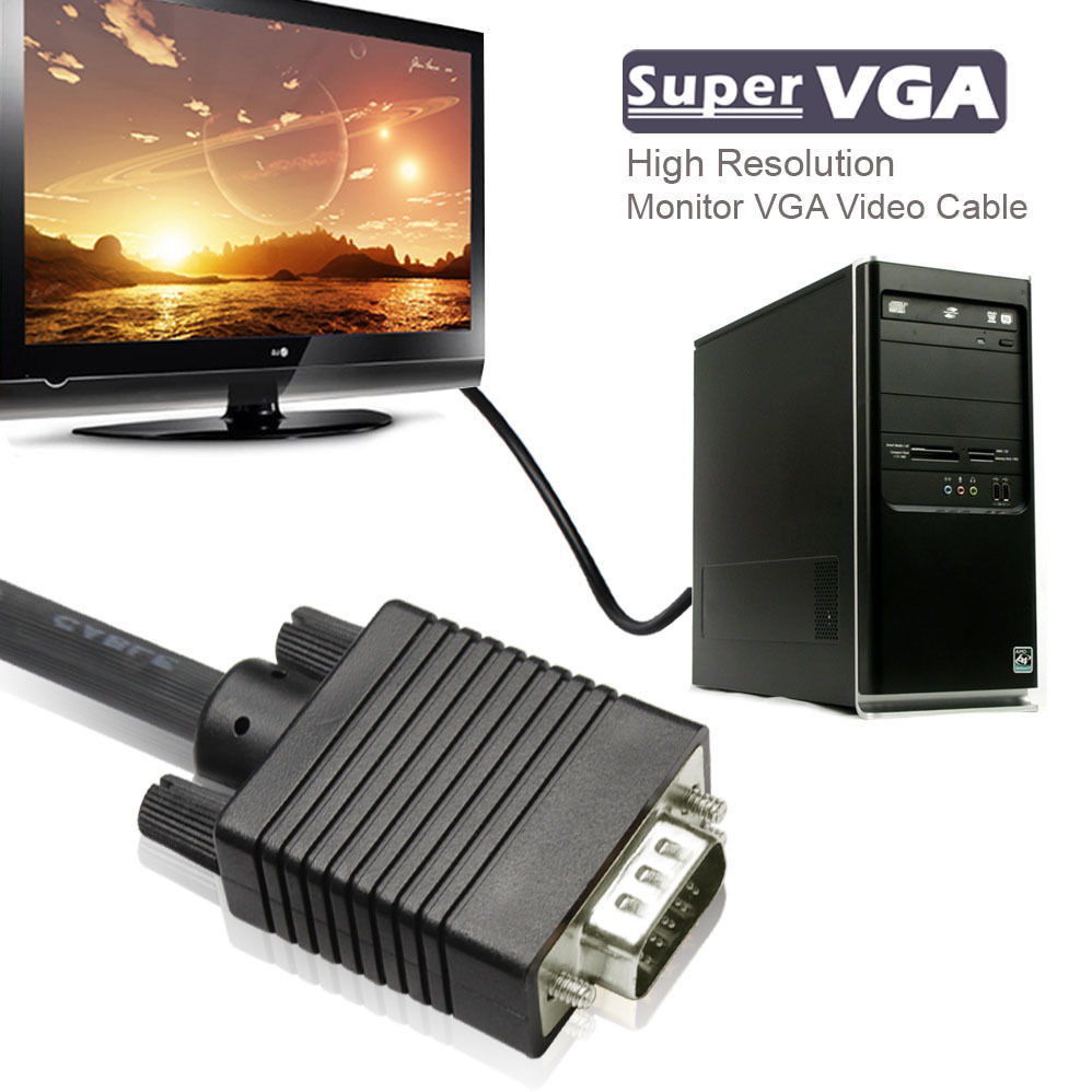 6FT 10FT 25FT 50FT 75FT 100FT HD15 SVGA VGA Monitor Cable M/M Male To Male Cord