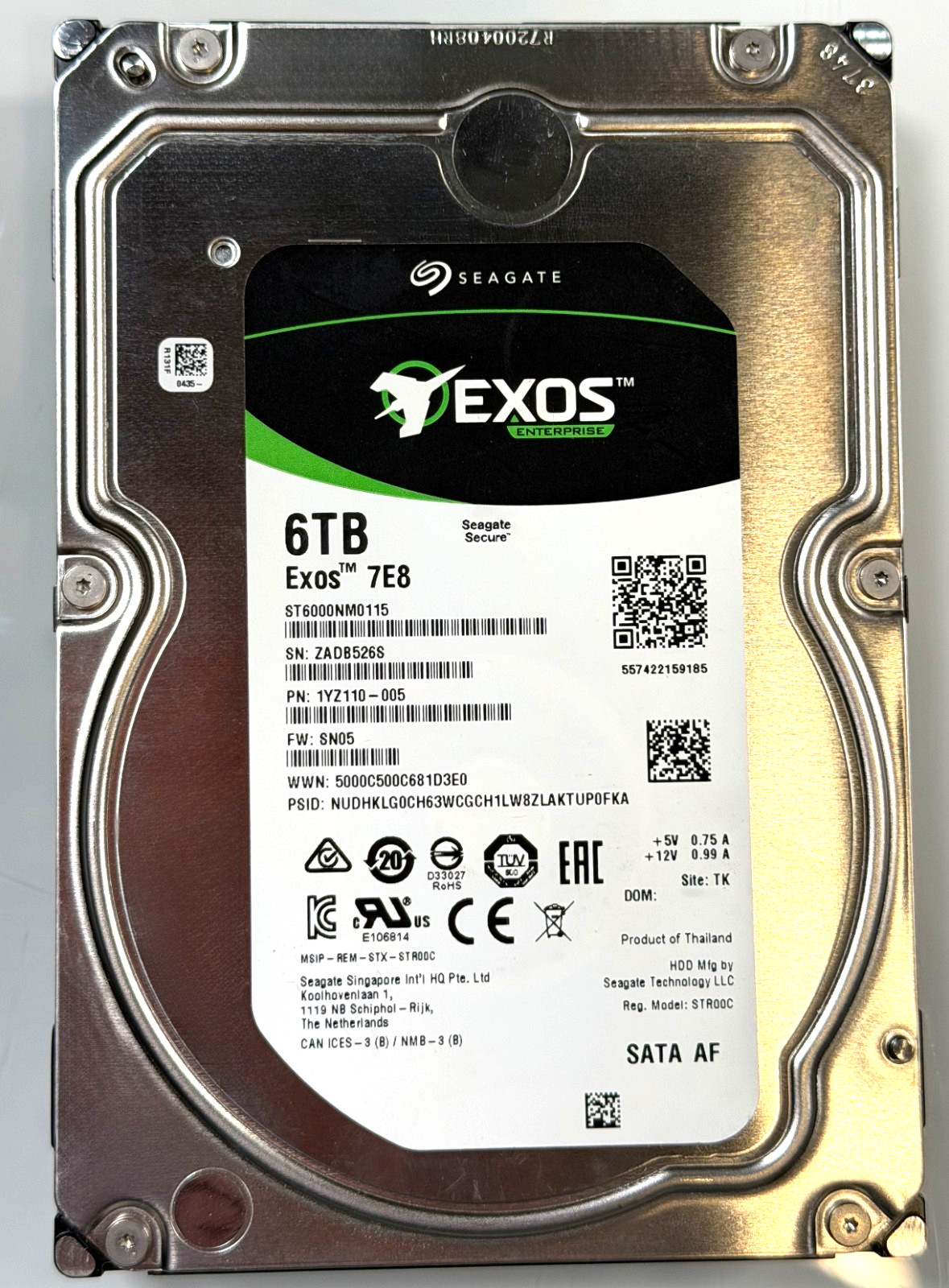 Seagate Exos 7E8 ST6000NM0115 6TB 7.2K 6Gb 3.5″ 256MB SATA Enterprise Hard Drive