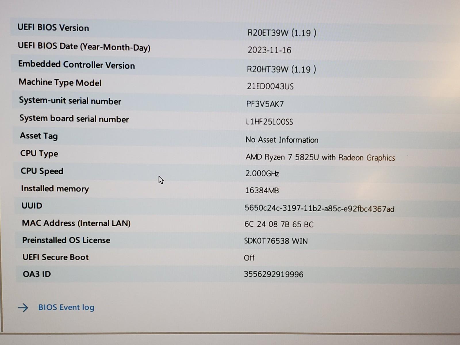 Lenovo ThinkPad E15 Gen 4 Ryzen 7 5825U 2.00GHz/ 16GB / 512GB SSD #P 2987