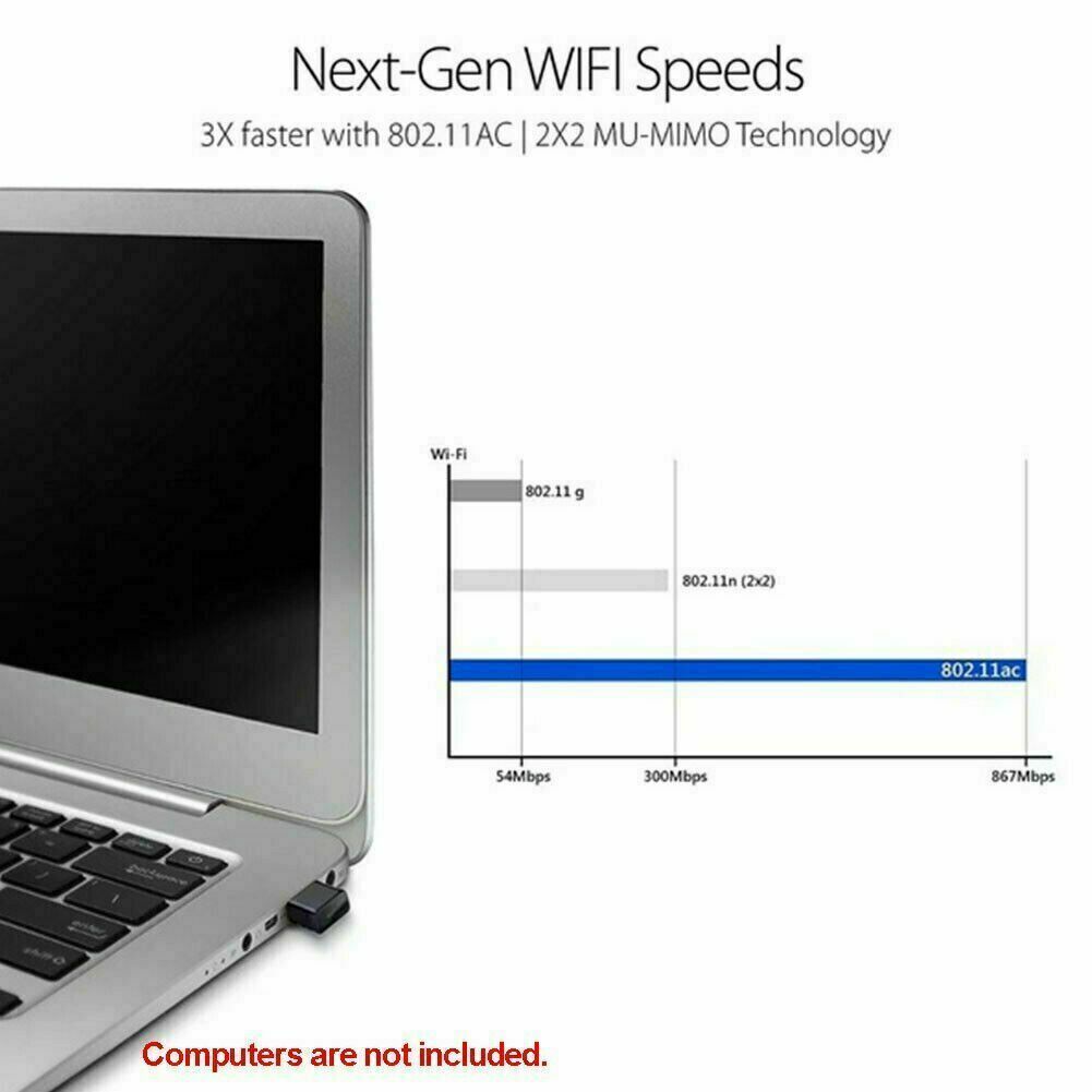 Wireless Lan USB PC WiFi Adapter Network 802.11AC 1200Mbps Dual Band 2.4G / 5G