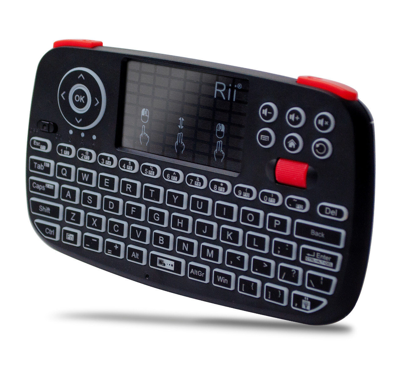 Rii i4 (Bluetooth + 2.4GHz) Blacklit Portable Mini Keyboard with Scroll wheel