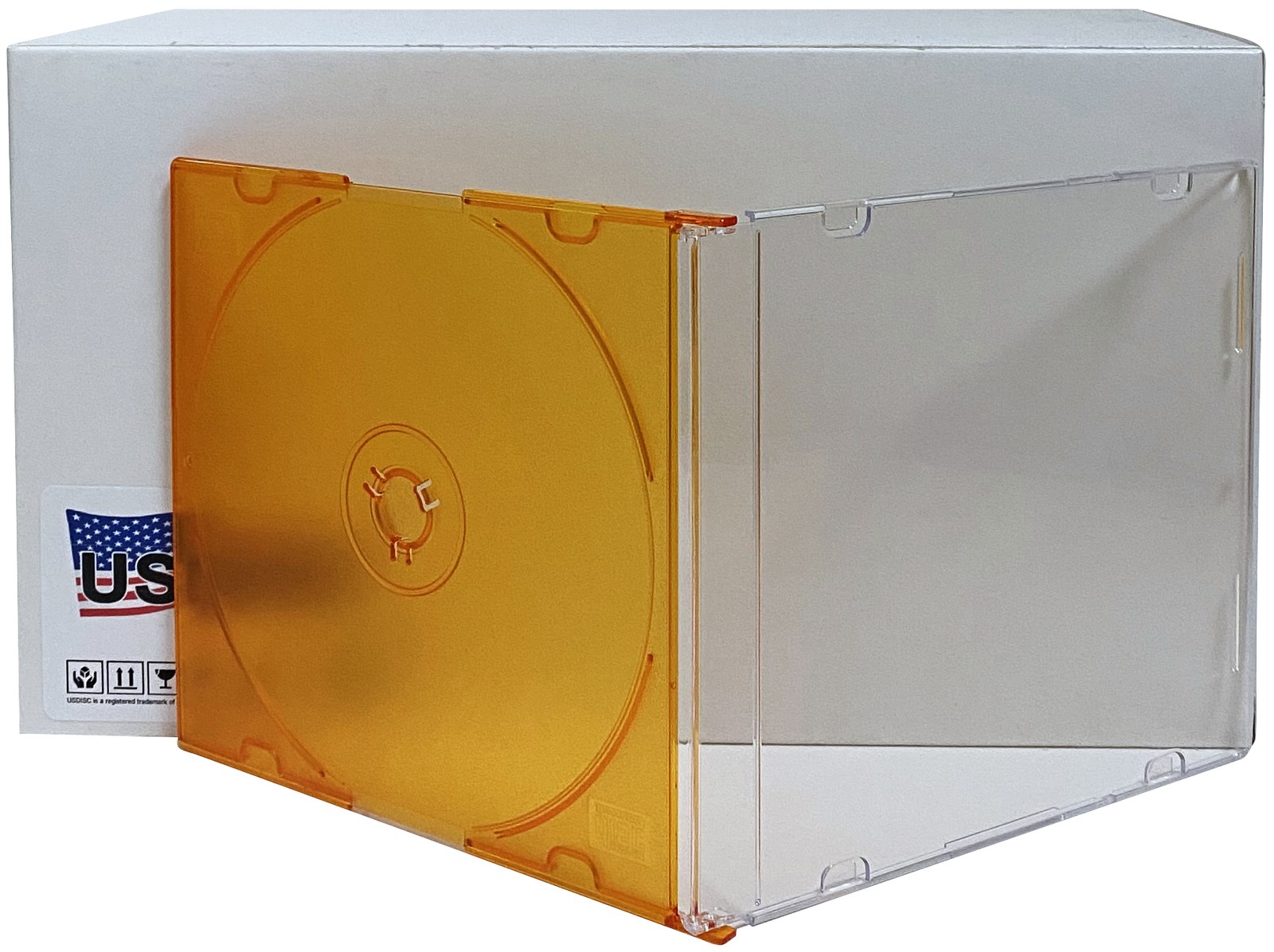 USDISC CD Jewel Cases Slimline 5.2mm, Single 1 Disc (Clear Orange) Lot