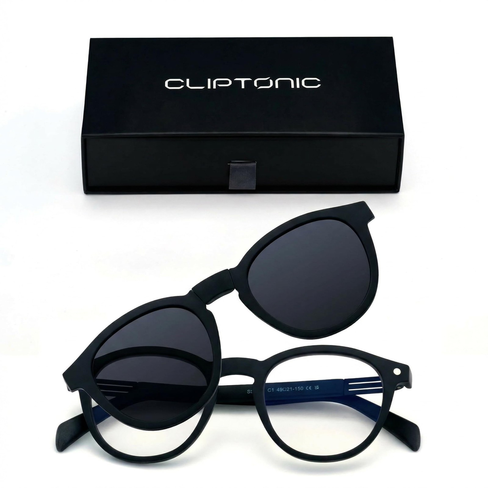 Indoor Outdoor Glasses with Magnetic Clip-On Sunglasses, Blue Light Glasses f…