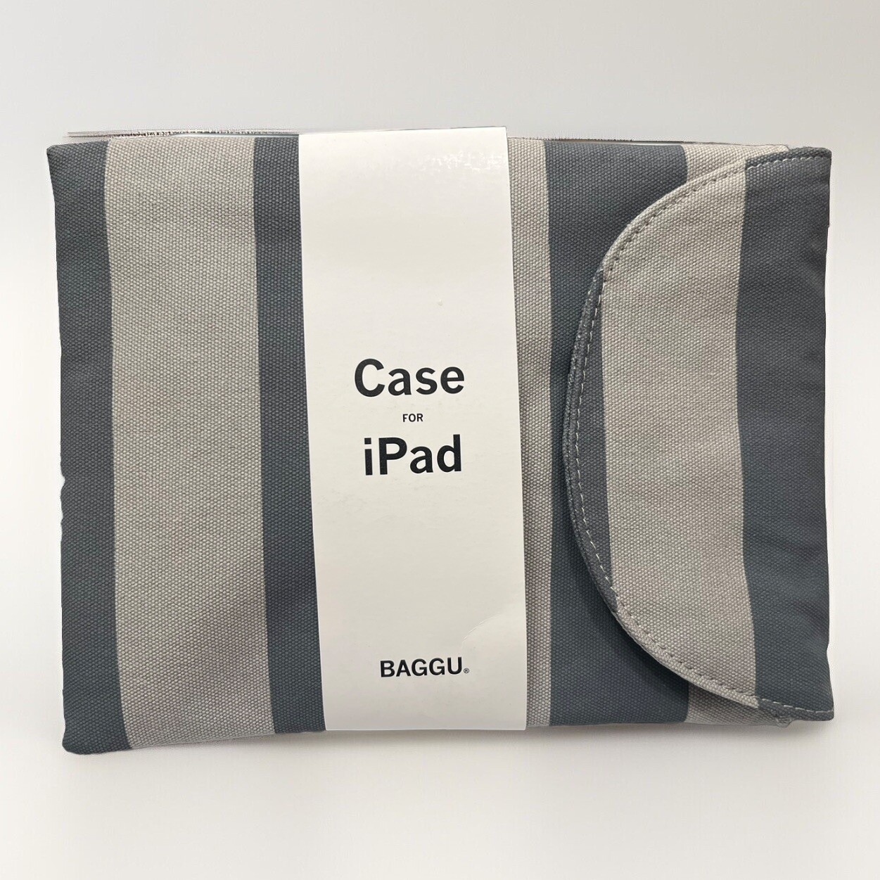 Baggu Gray Striped iPad Tablet Padded Canvas Sleeve Case Fleece Lined NWT