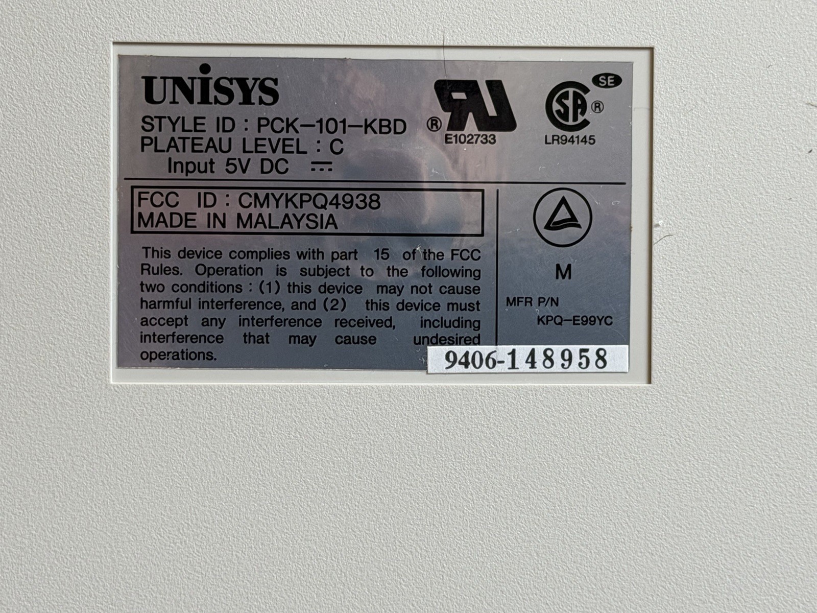 NOS Vintage Unisys PCK-101 Mechanical Keyboard AT 5-Pin DIN Beige NEW 90’s IBM