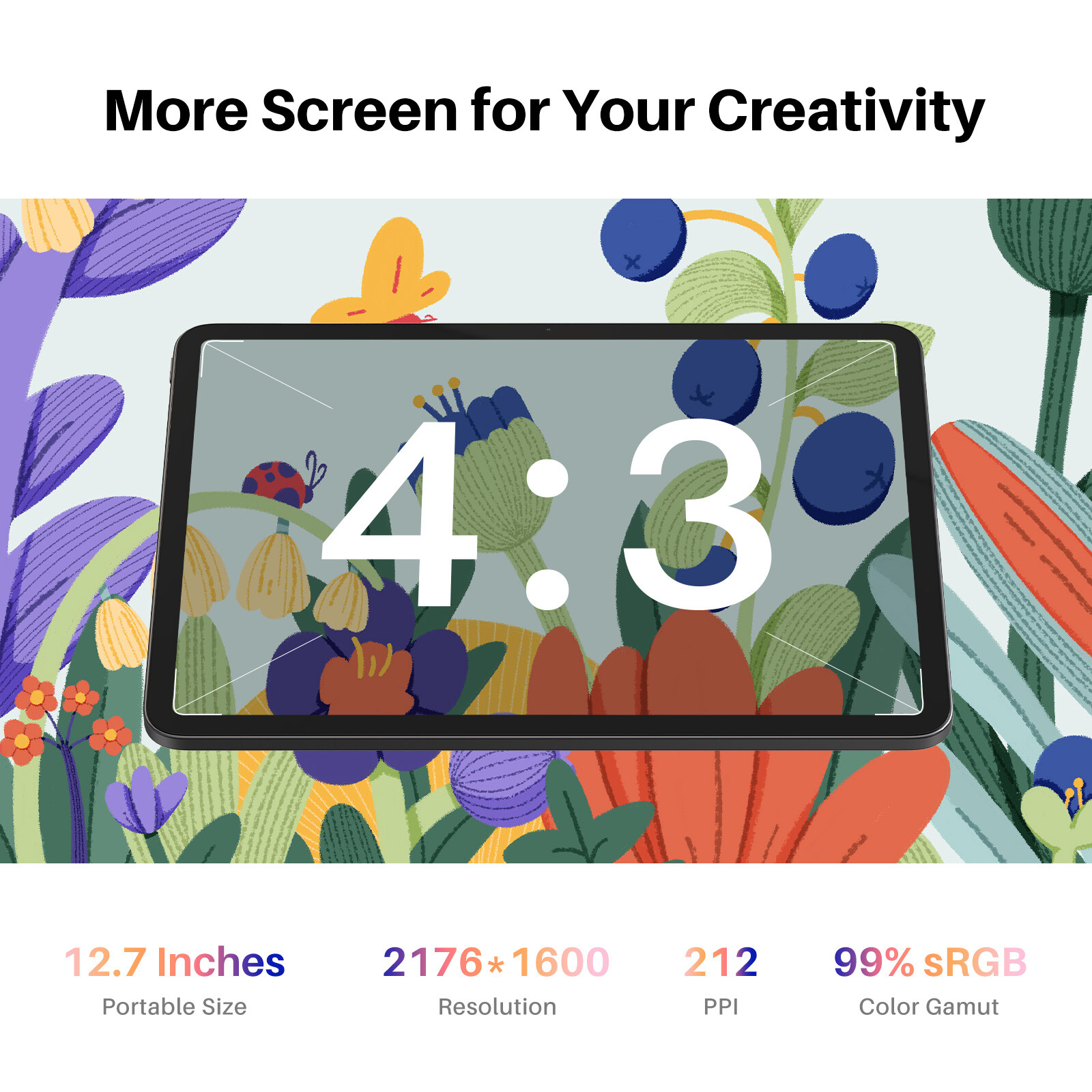 Refur HUION 12.7” Android 14 Kamvas Slate 13 Standalone Drawing Tablet 2K QHD