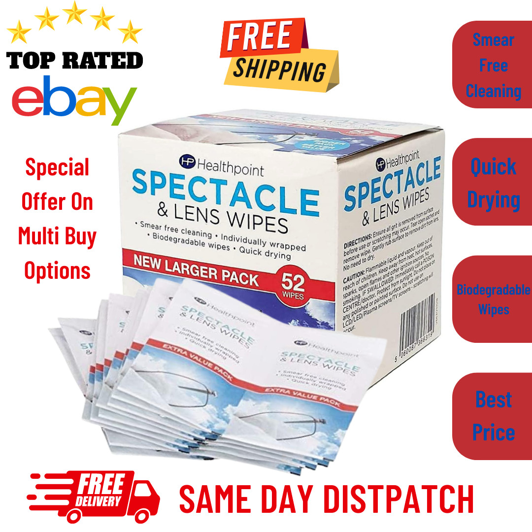 Healthpoint Spectacle Lens cleaning Wipes Glasses Sunglasses Smear Free