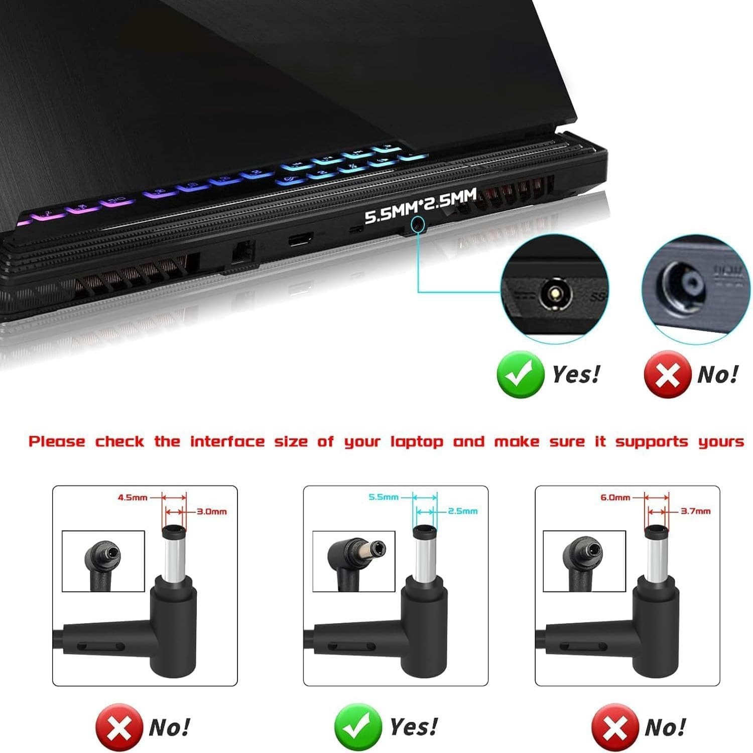 Cargador ASUS 120W 19V 6.32A, compatible A56 A93 FX50 y más, enchufe 5.5×2.5 mm