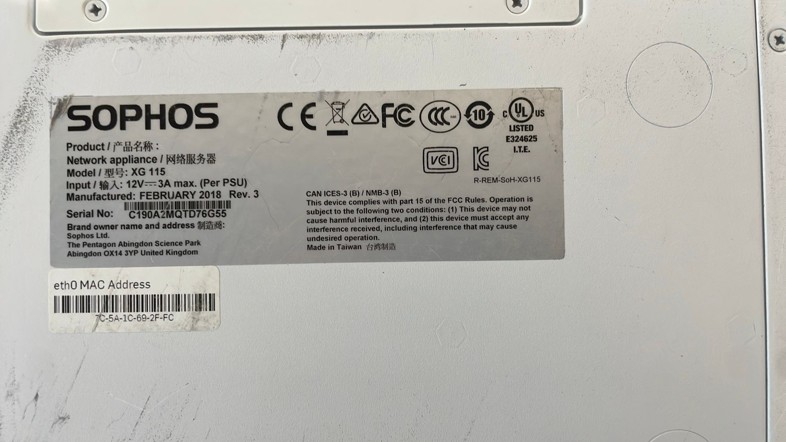 Sophos XG 115 Rev 3 Firewall Security Appliances No Power Adapter Lot Of 2