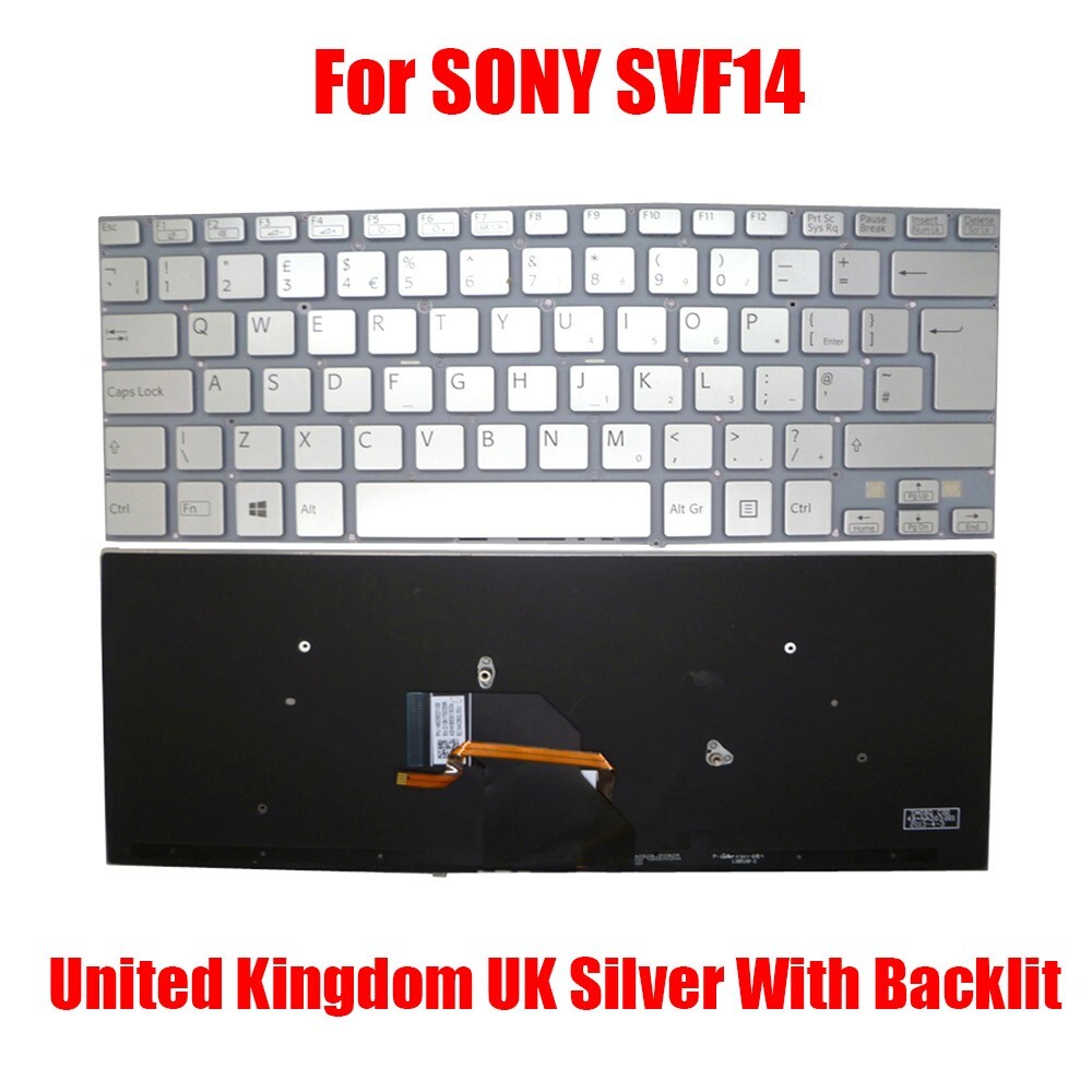 Backlit United Kingdom UK Laptop Keyboard For SONY VAIO SVF14 SVF1421A SVF1421B