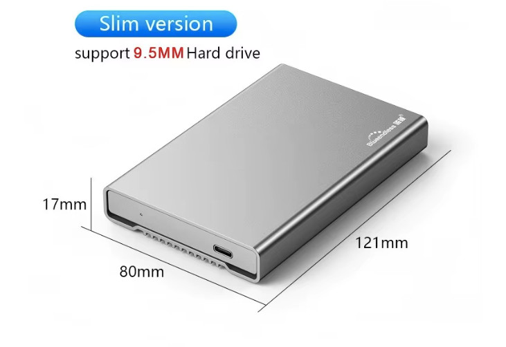 9.5MM SATA HDD SSD Slim Case Type C External 2.5 Aluminum Enclosure Up 4TB Max