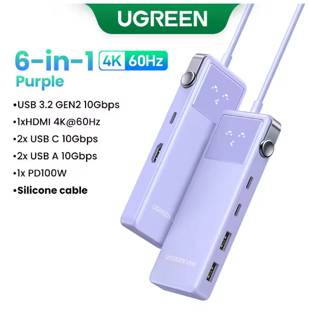 UGREEN USB C Hub 6 in 1 4K 60Hz PD 100W USB 3.2 Dock for MacBook