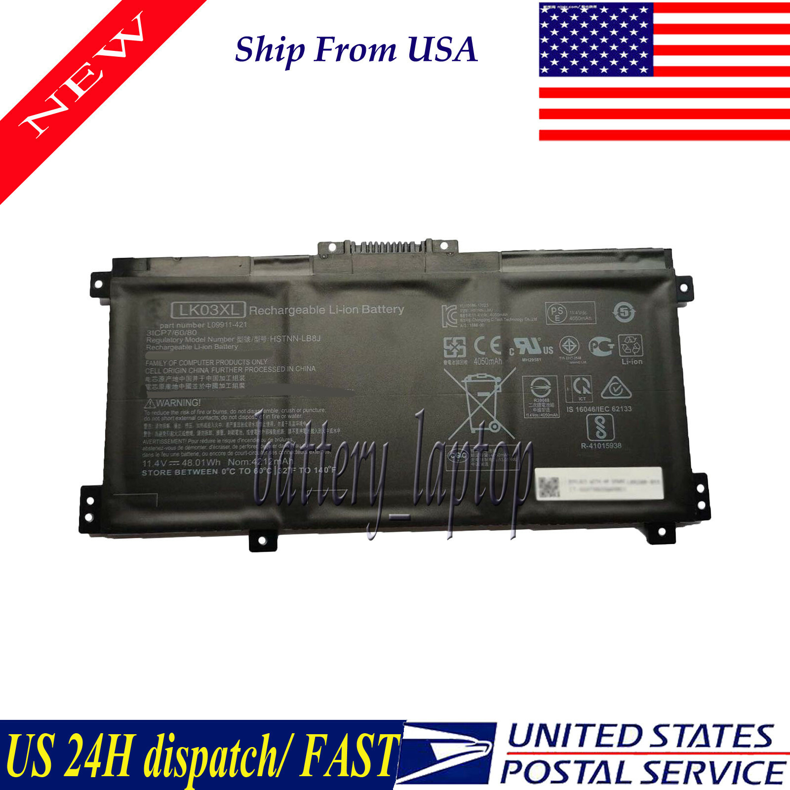 LK03XL battery Compatible With HP Envy x360 15.6 15m-bq121dx 11.55V 55.8Wh