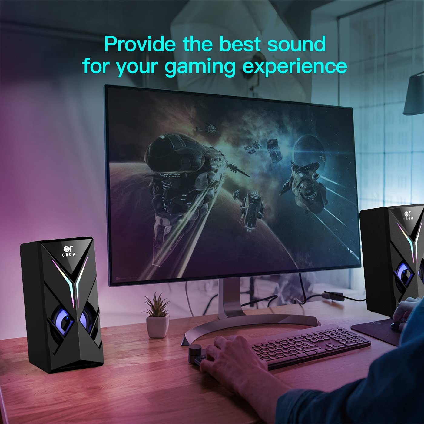 Computer Speakers RGB 2.0 Channel Desktop Gaming Speaker 3.5mm