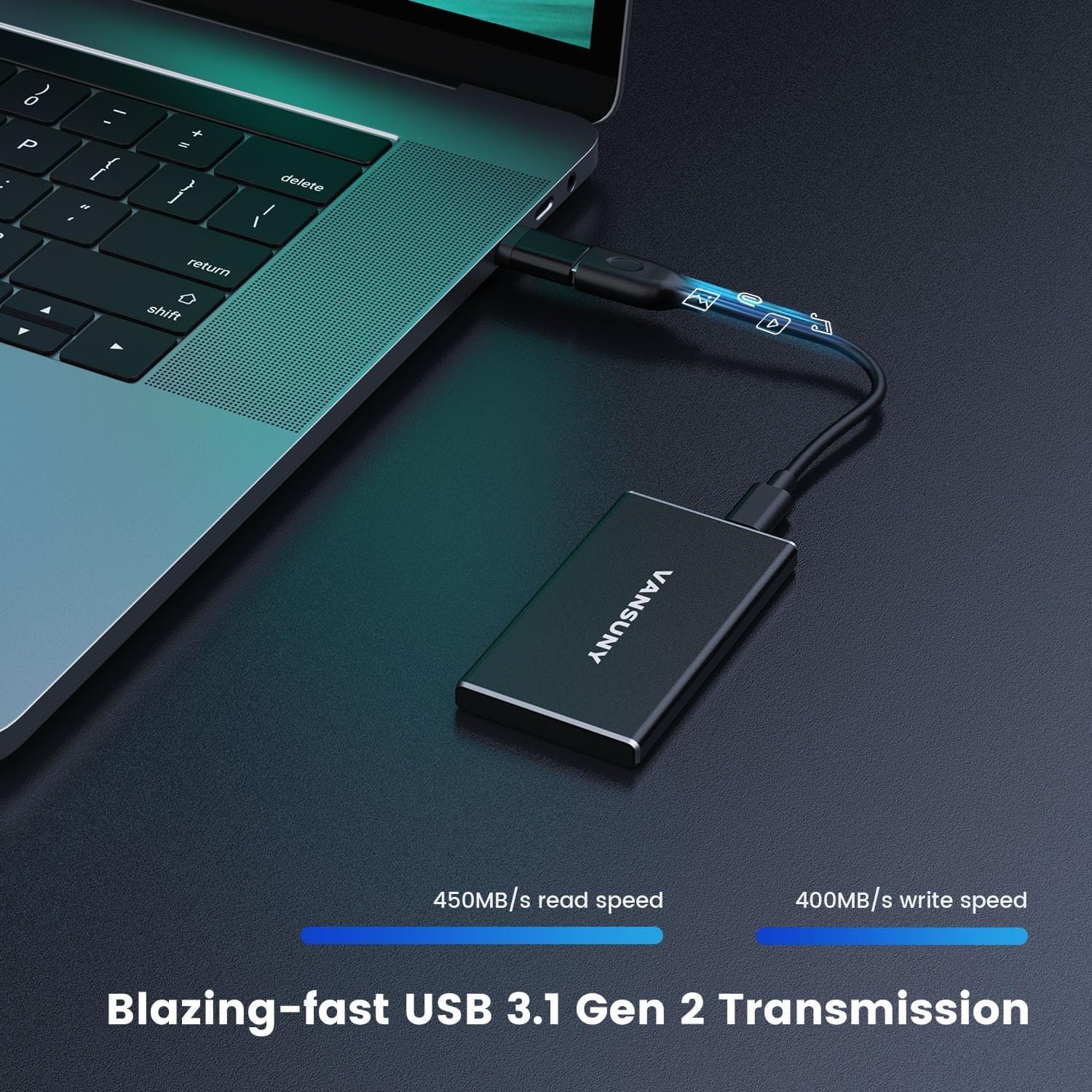 Portable 500GB Solid State Drive – 450MB/s USB 3.1 for Fast & Secure Storage