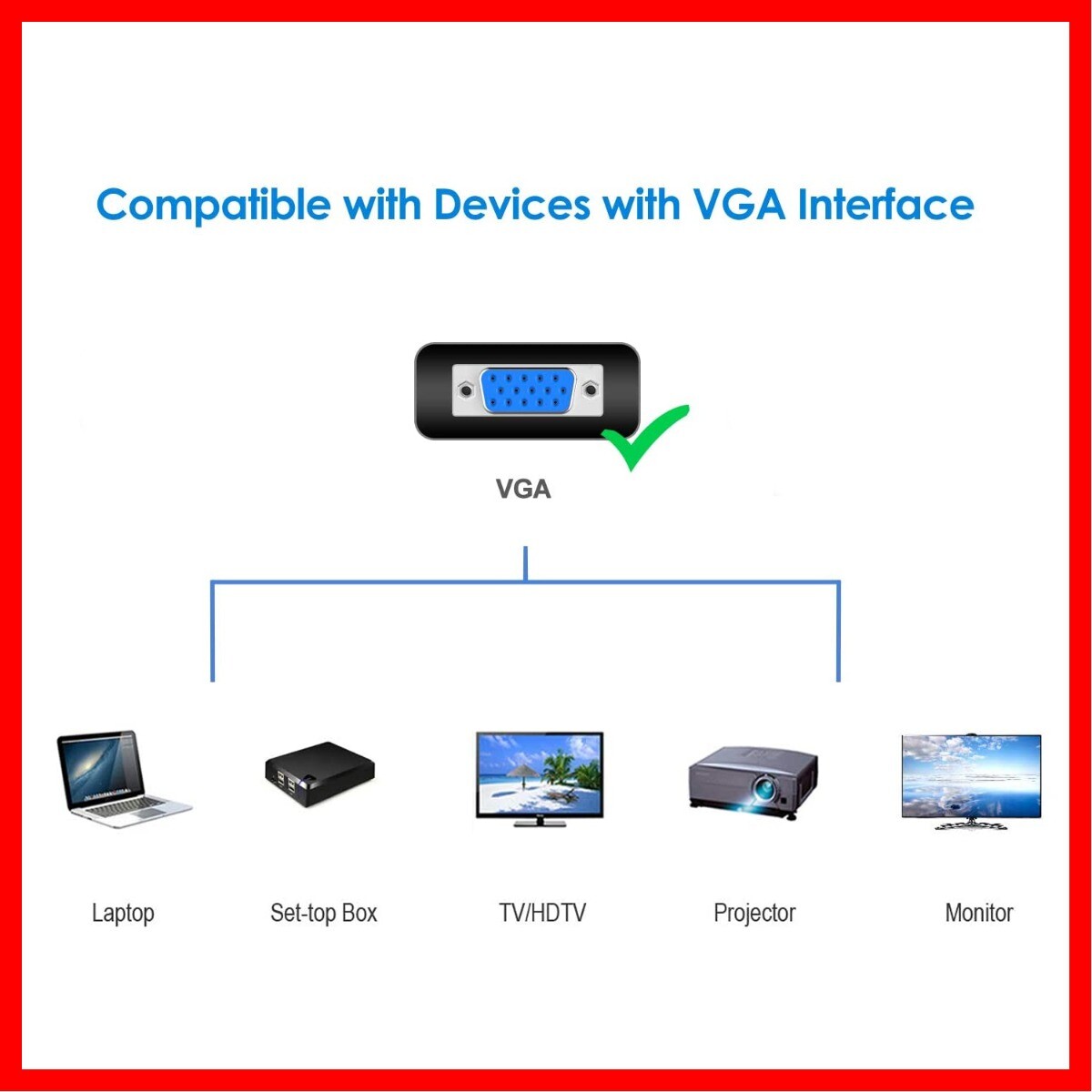 High Definition VGA Video cable 5Ft up to 1080p HD for Monitor Laptop DVD 5 pack