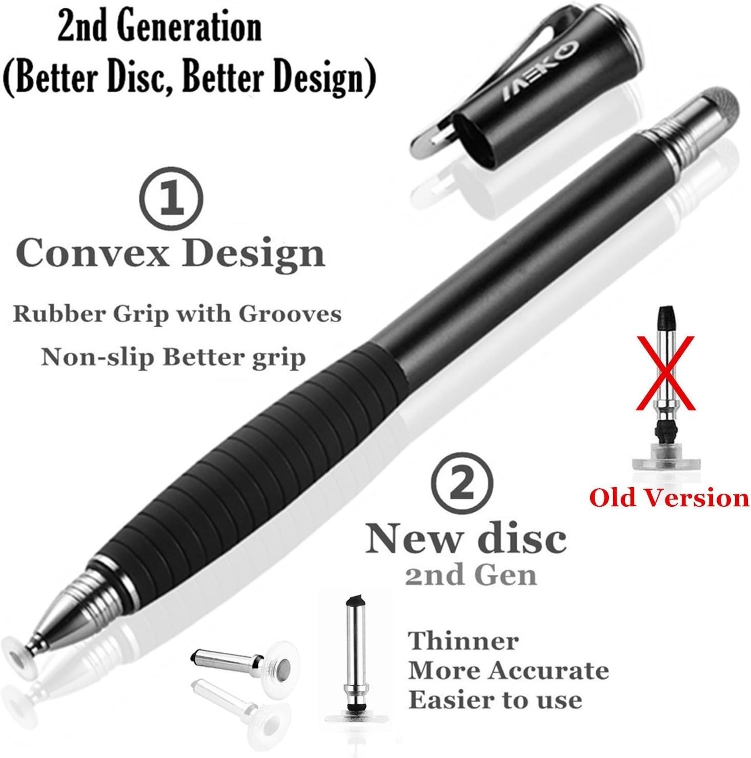 (2nd Generation) [2 in 1 Precision Series] MEKO Disc Stylus Pen 2PCS