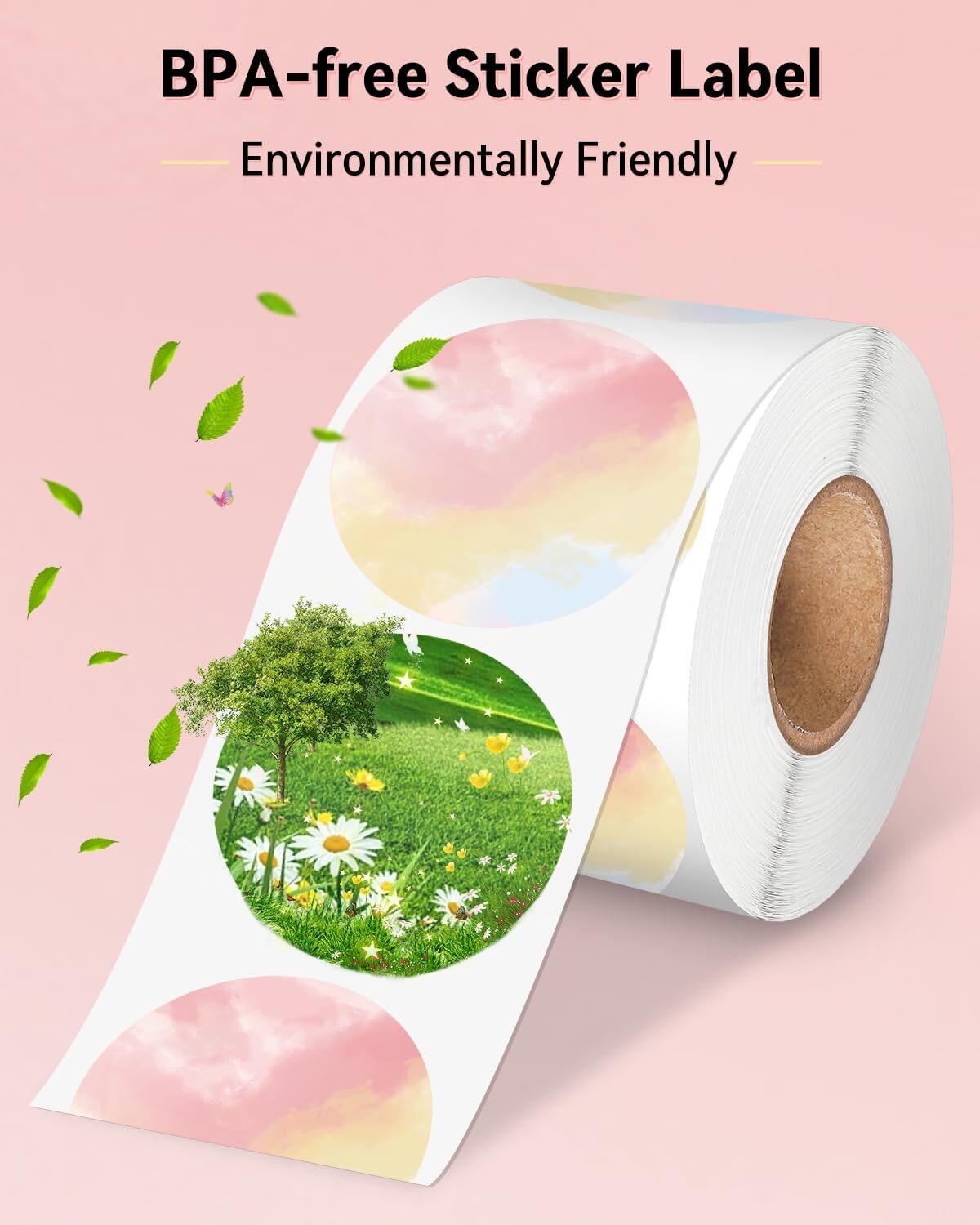 Phomemo 2″ x 2″ Thermal Shipping Printer Label Self-Adhesive Round Sticker