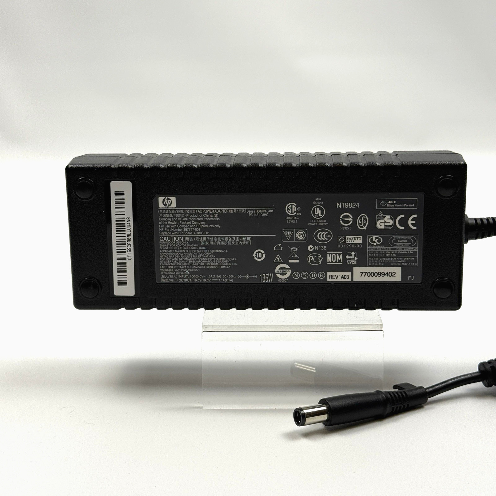 HP Laptop Adapter 135W 19.0V 7.1A AC 397747-001 397803-001 HSTNN-LA01