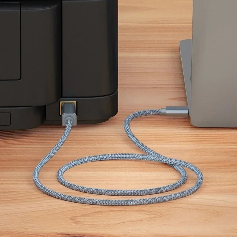 USA USB-C to USB-B 2.0 Cable For Nylon Epson HP Canon Brother Printer Scanner