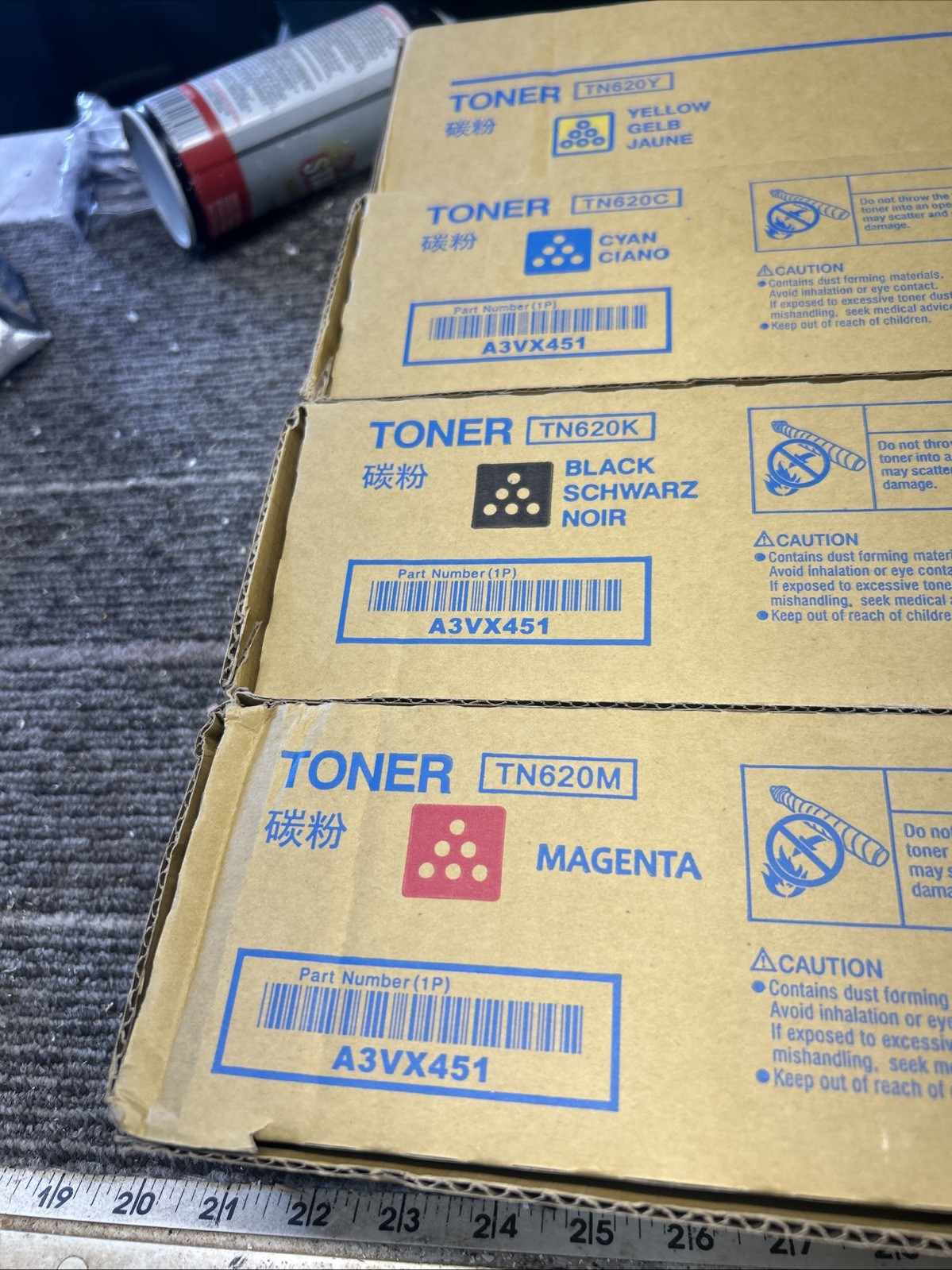 NEW Set Konica Minolta TN620 Full Set CMYK Toner A3VX131 A3VX231 A3VX331 A3VX431