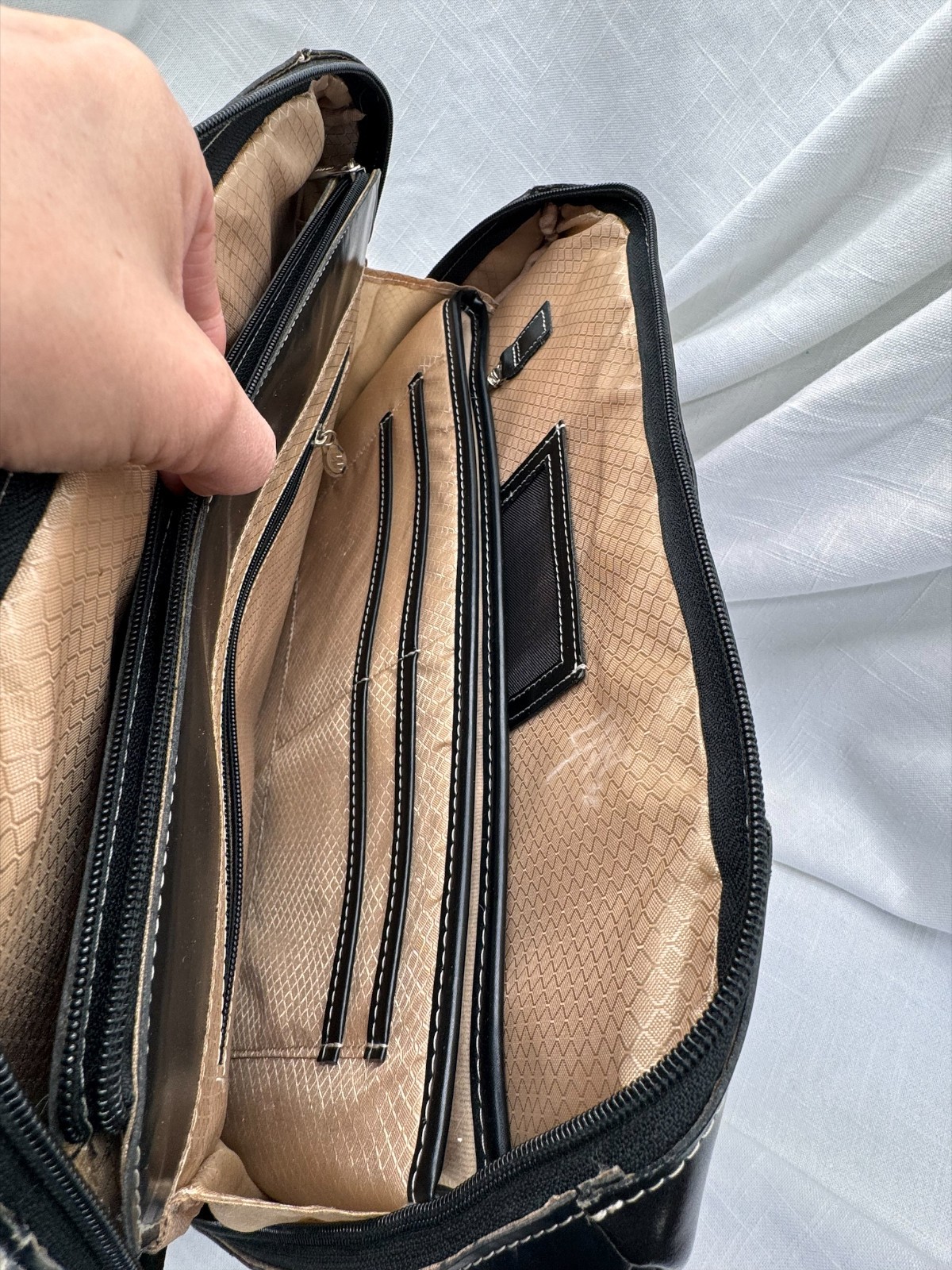 McKlein Laptop Briefcase Shoulder Bag Black Contrast Stitch Business