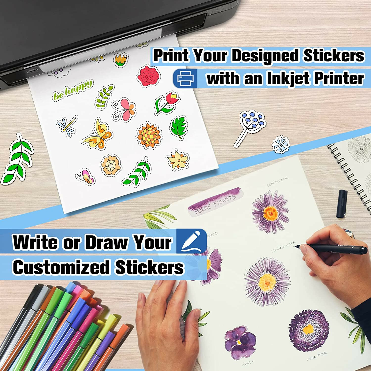 Koala Sticker Paper for Inkjet + Laser Printers 100 Full Sheets Shipping Label