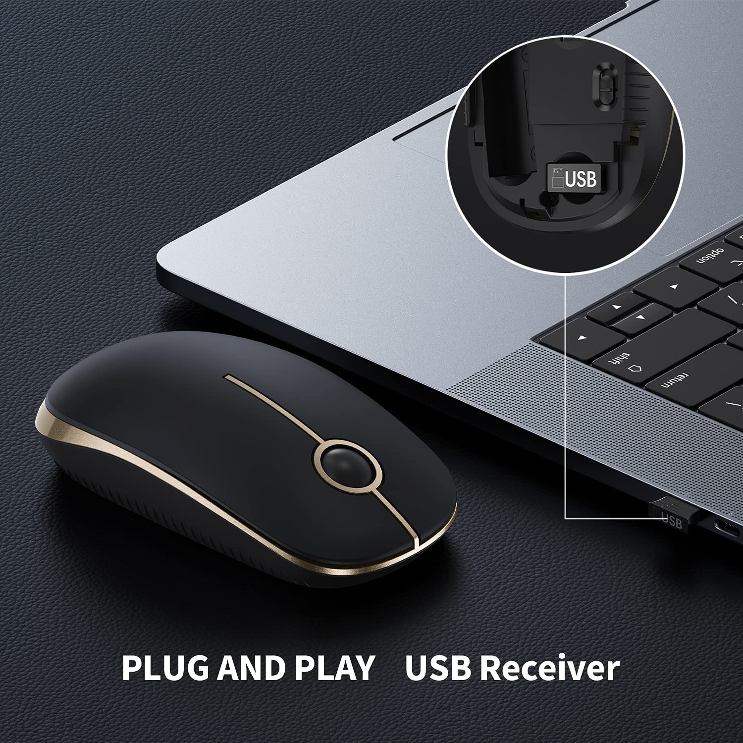 Vssoplor Wireless Mouse, 2.4G Slim Portable Computer Laptop Mouse with Nano Rece