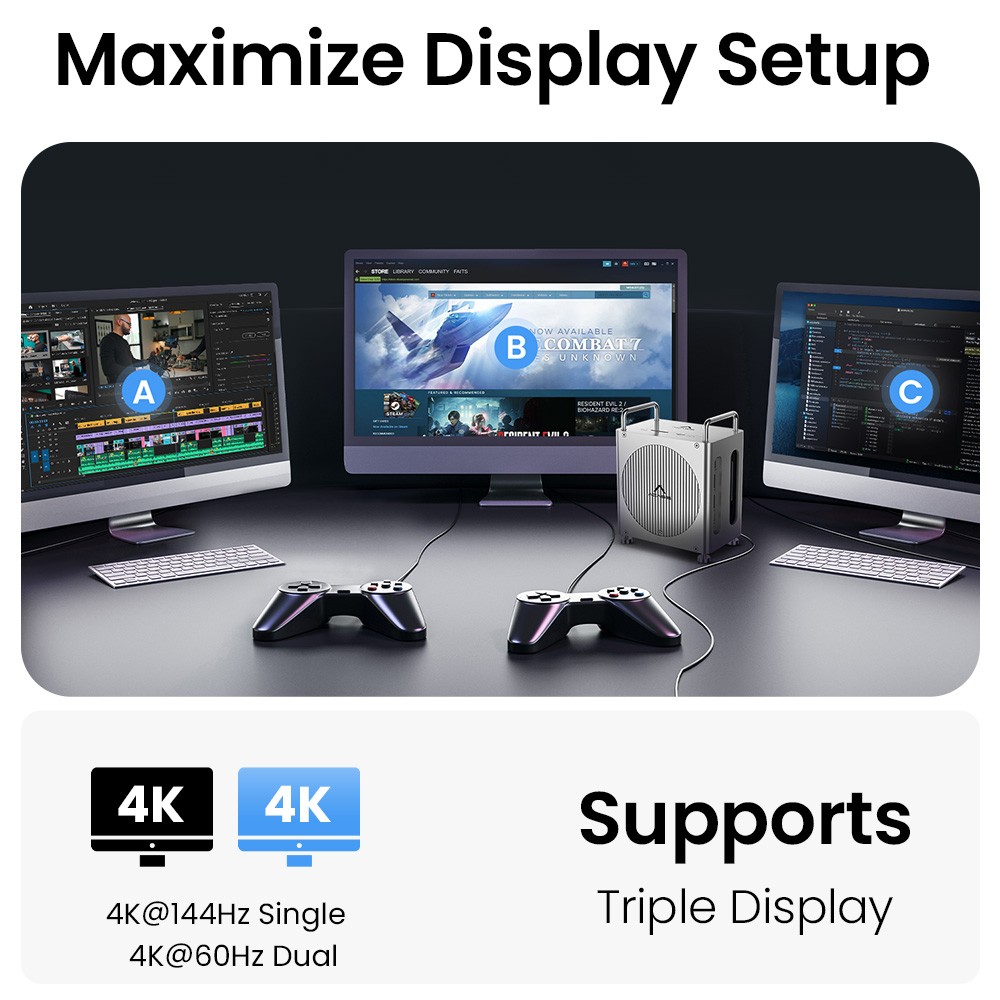 ACASIS 40Gbps Mac mini M4 Dock & Dual-Bay NVMe SSD Enclosure 8-in-1 Workstation