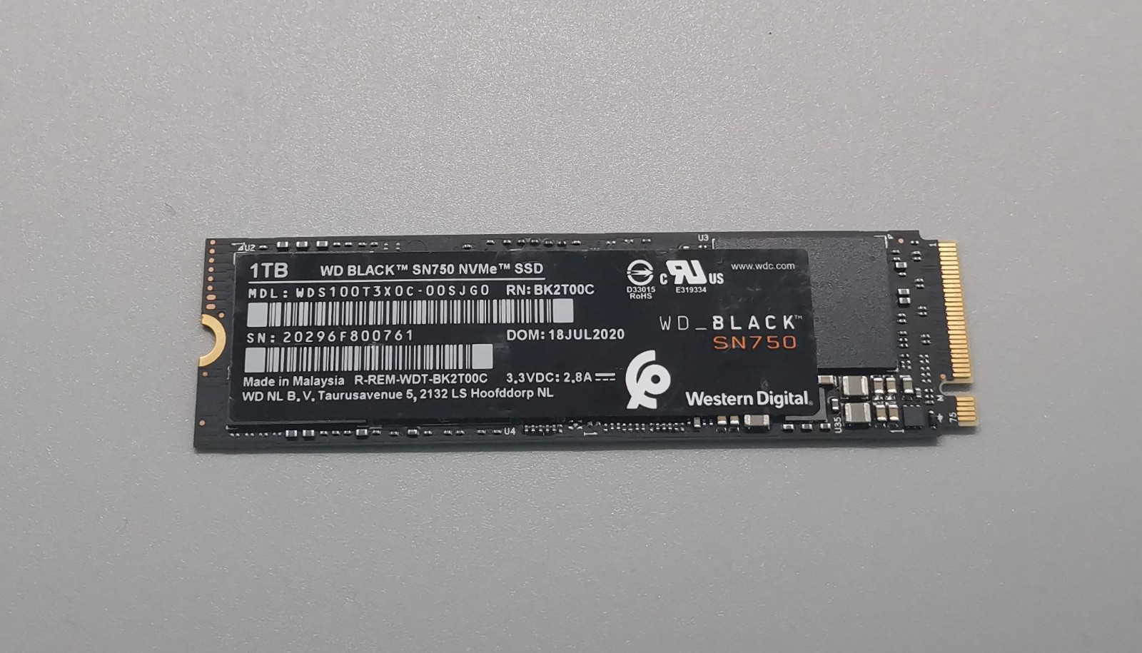 WD Black SN750 NVME 1TB Internal SSD PCIe M.2 100% Drive Health