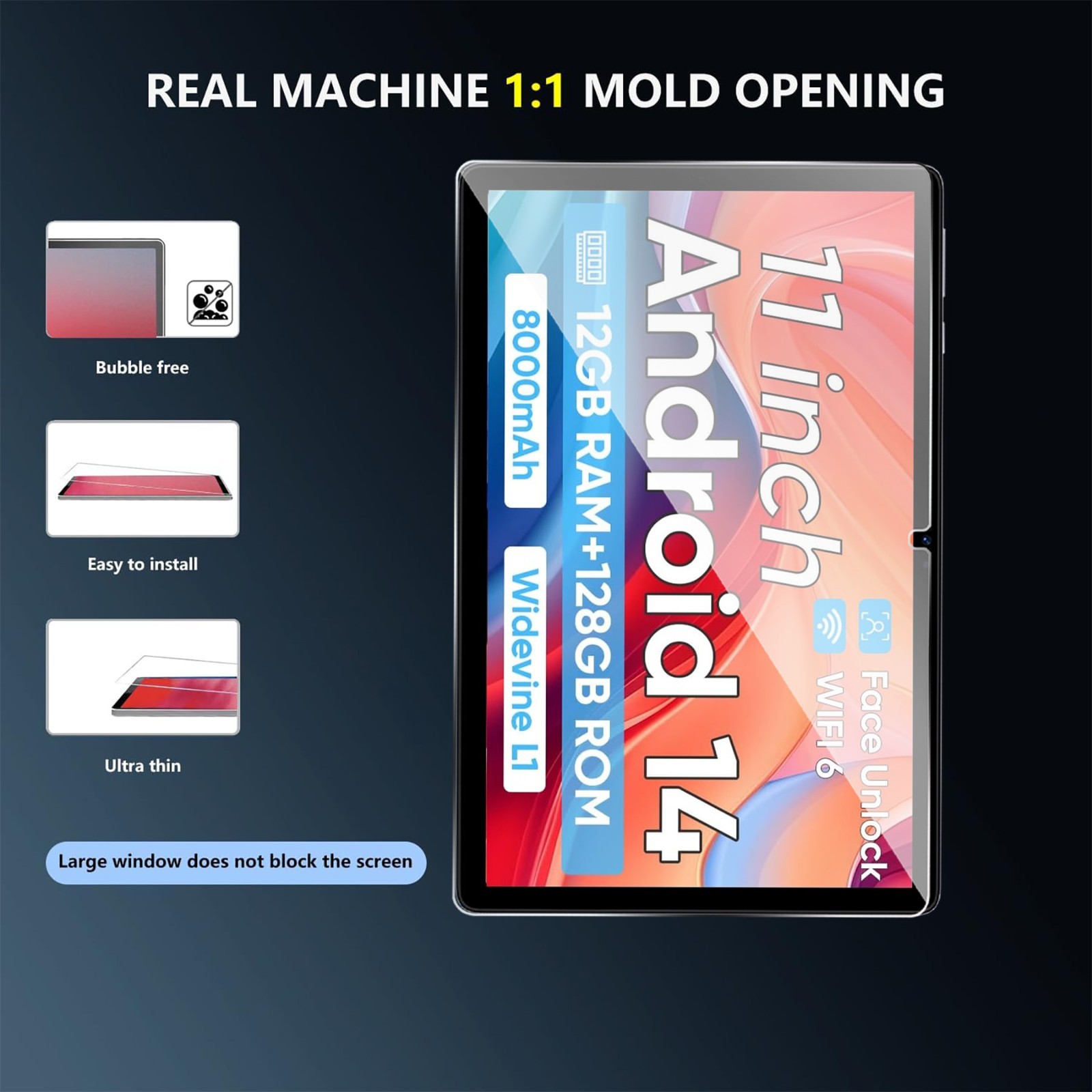 2 Pack Glass Screen Protector For TUOHATIME C5-JZB 11″ Tablet 9H HD Clear