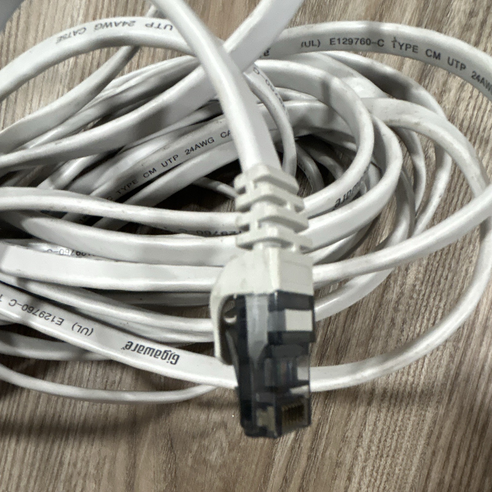 Gigaware Cat5e Flat Ethernet Patch Cable RJ-45 Male to Male White 55 ft