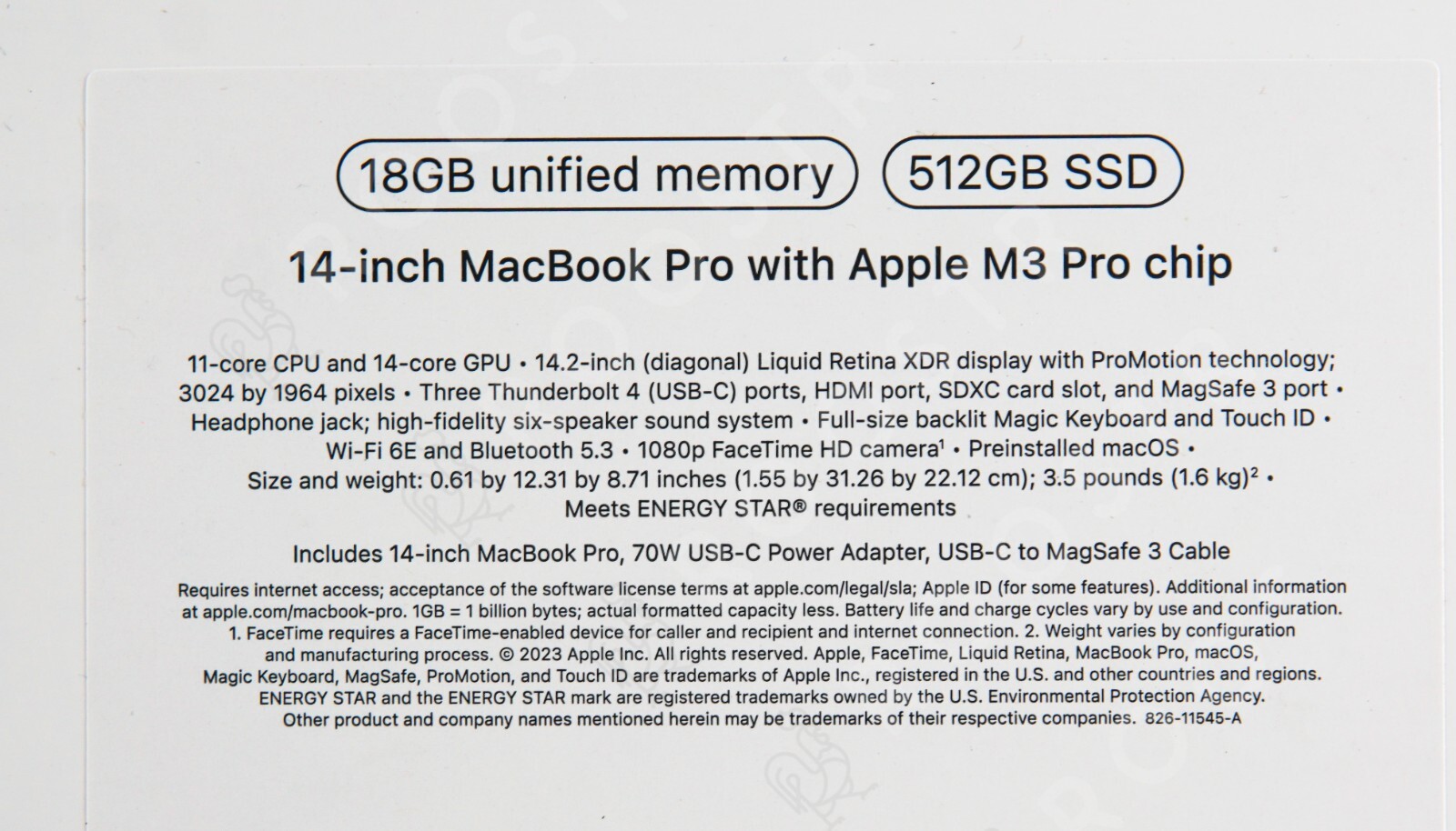Apple MacBook Pro 14″ M3 Pro 14-Core GPU 18GB RAM 512GB SSD 2023 Black BRAND NEW