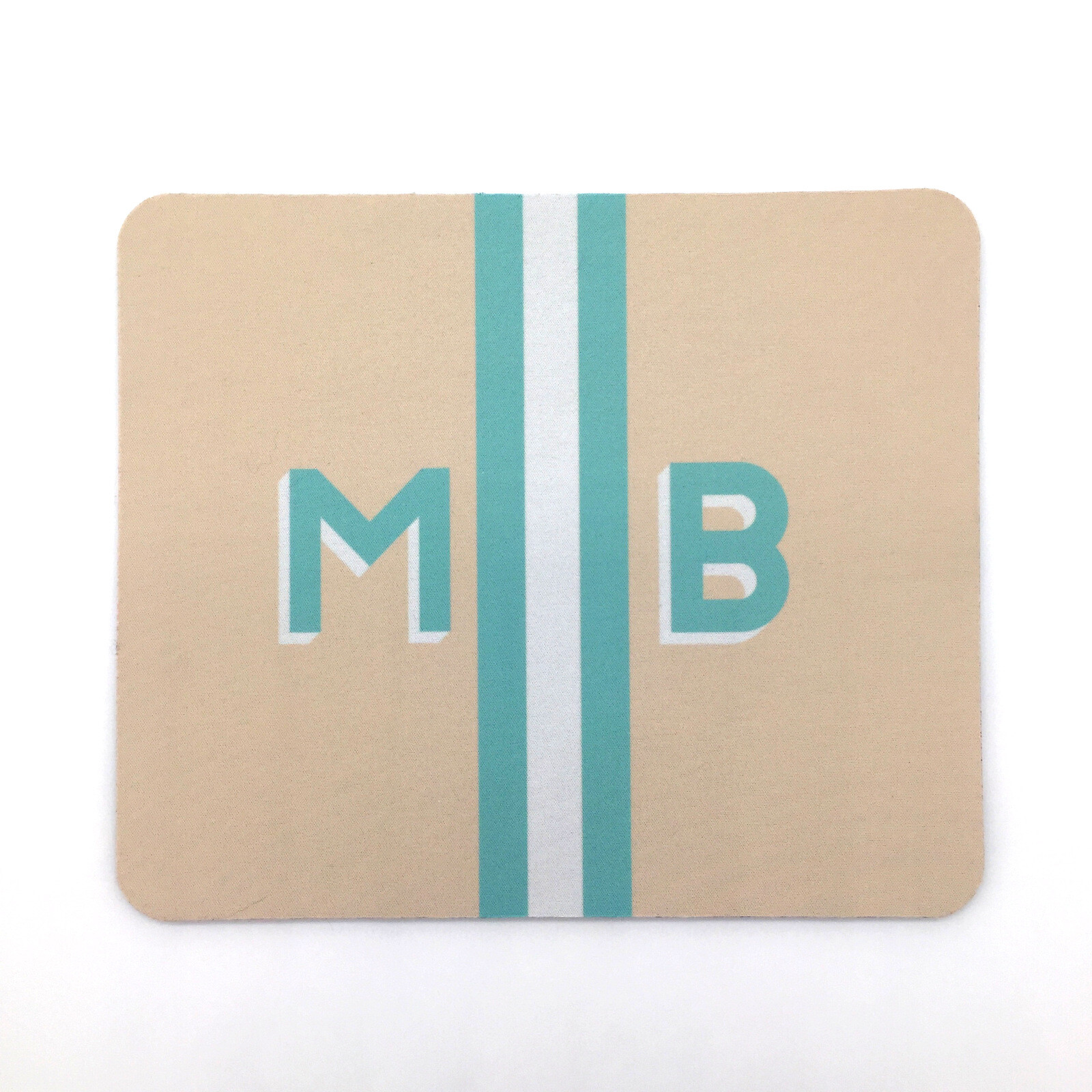 Mark and Graham Mousepad MB mono Shadowprint Sand with Aqua White 9″x7″ NWOT 17