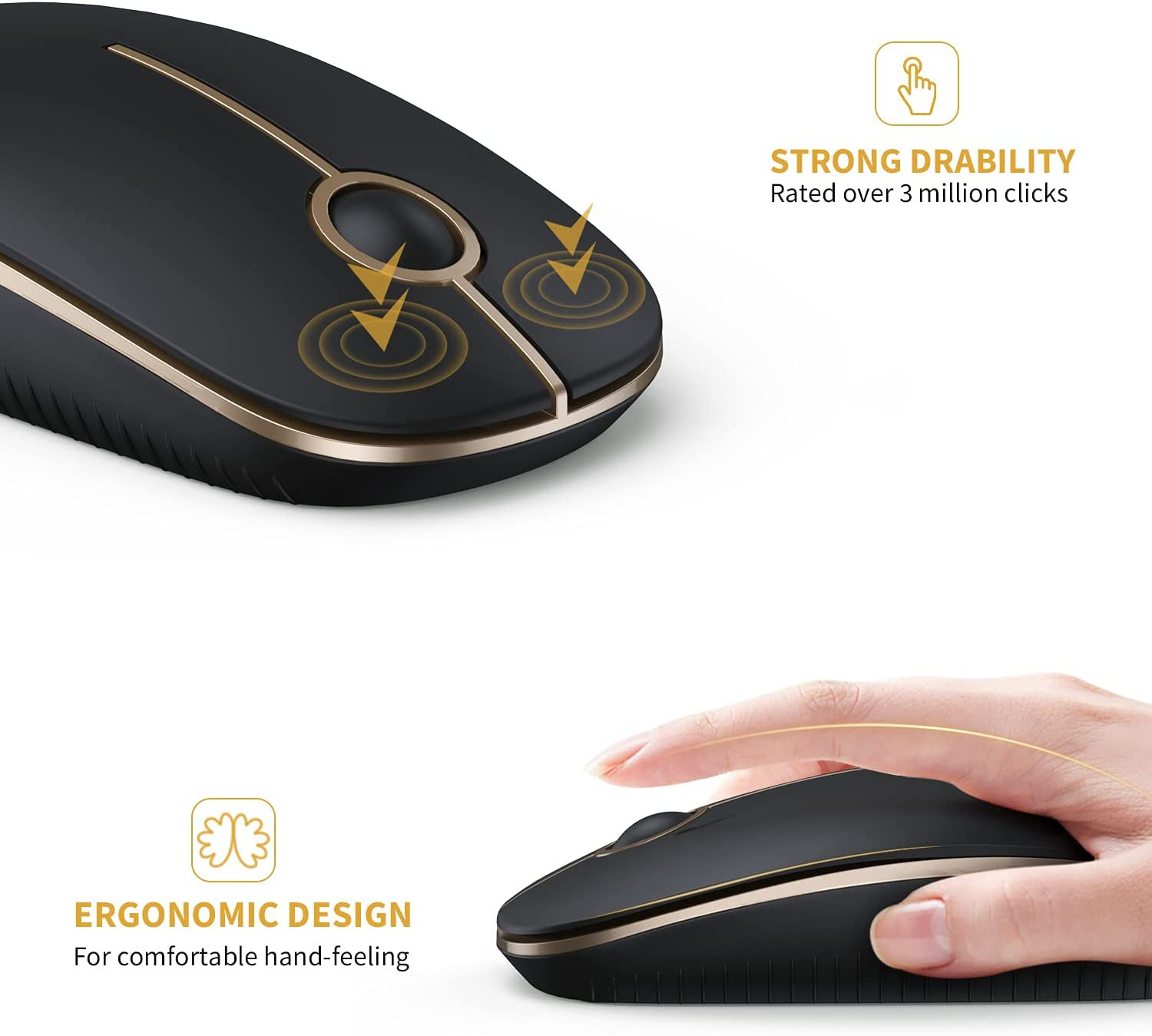 Vssoplor Wireless Mouse, 2.4G Slim Portable Computer Laptop Mouse with Nano Rece
