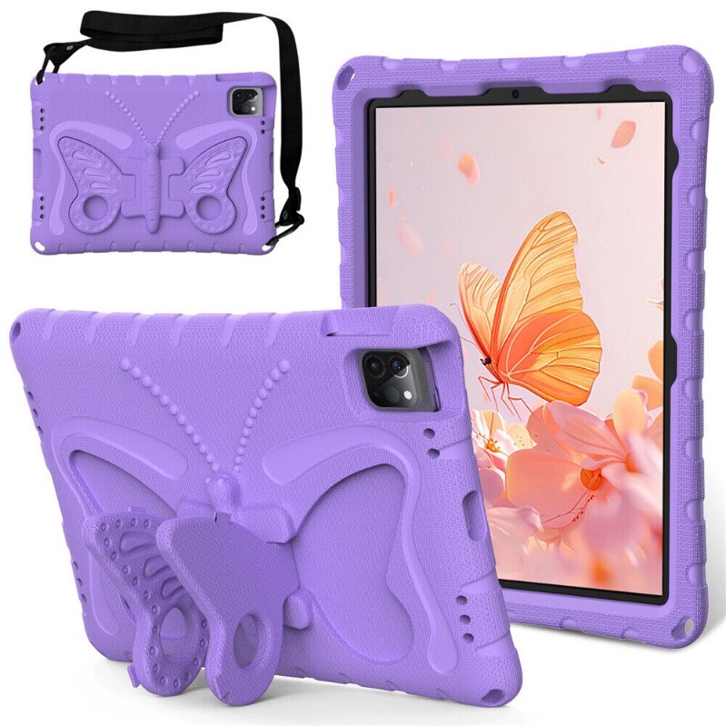 For iPad Air Pro M2 M4 5/6/7/8/9/10th Gen Kids EVA Foam Case Stand Straps Cover/