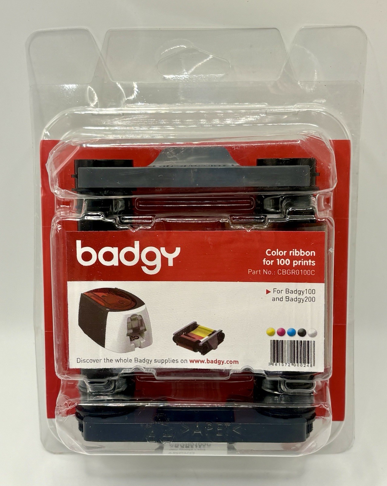 Evolis Badgy CBGR0100C Color Ribbon 100 Print Cartridge New & Sealed