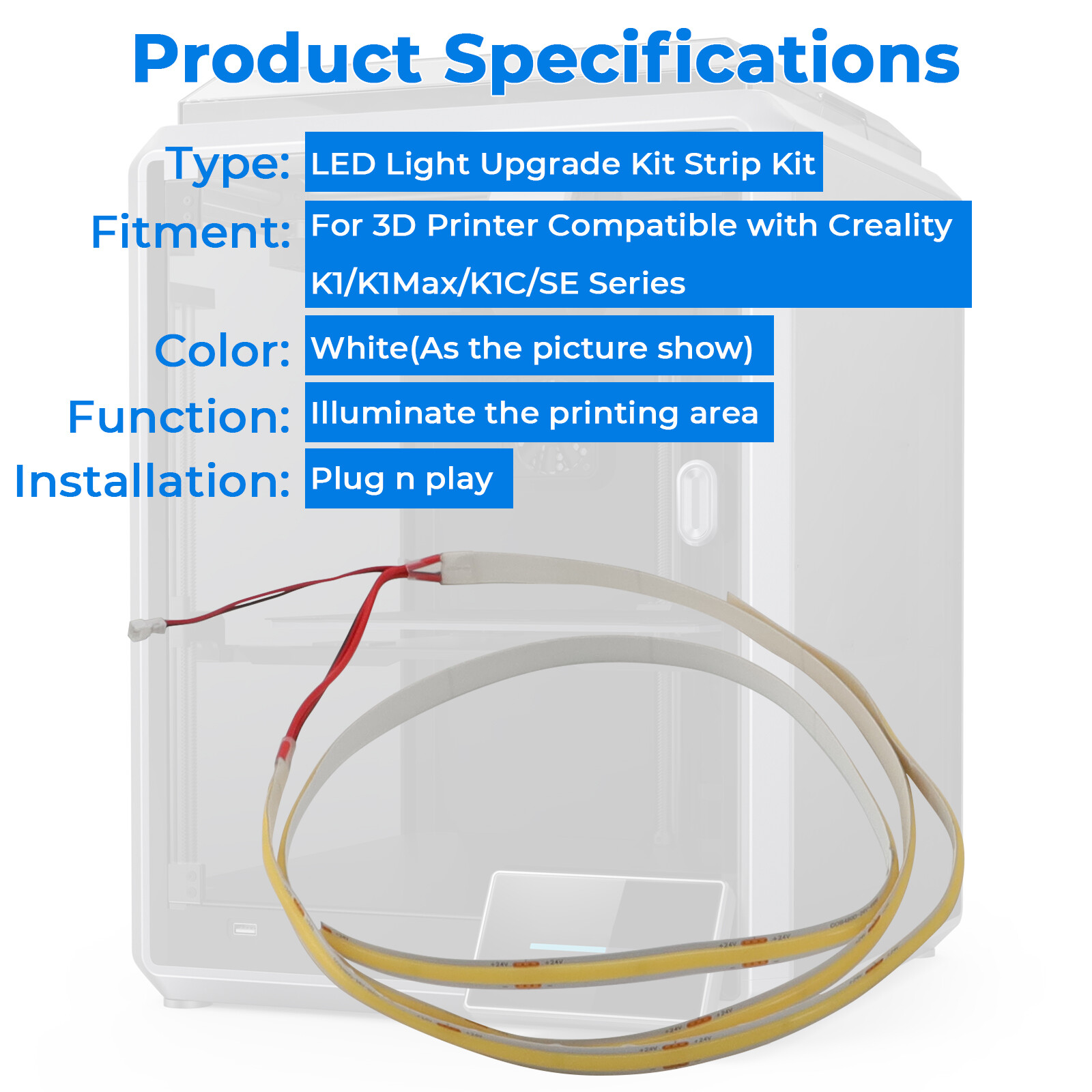 LED Light Kit Upgrade For All Creality K1 Series 3D Printers K1/K1Max/K1C/SE US