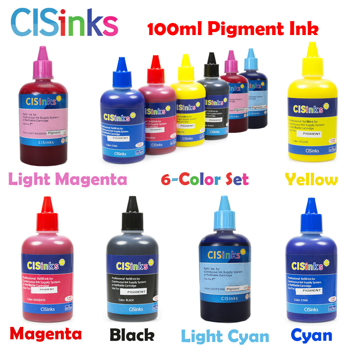 CISinks T079 100ml Pigment Ink Refill Bottles alternative for Artisan 1430