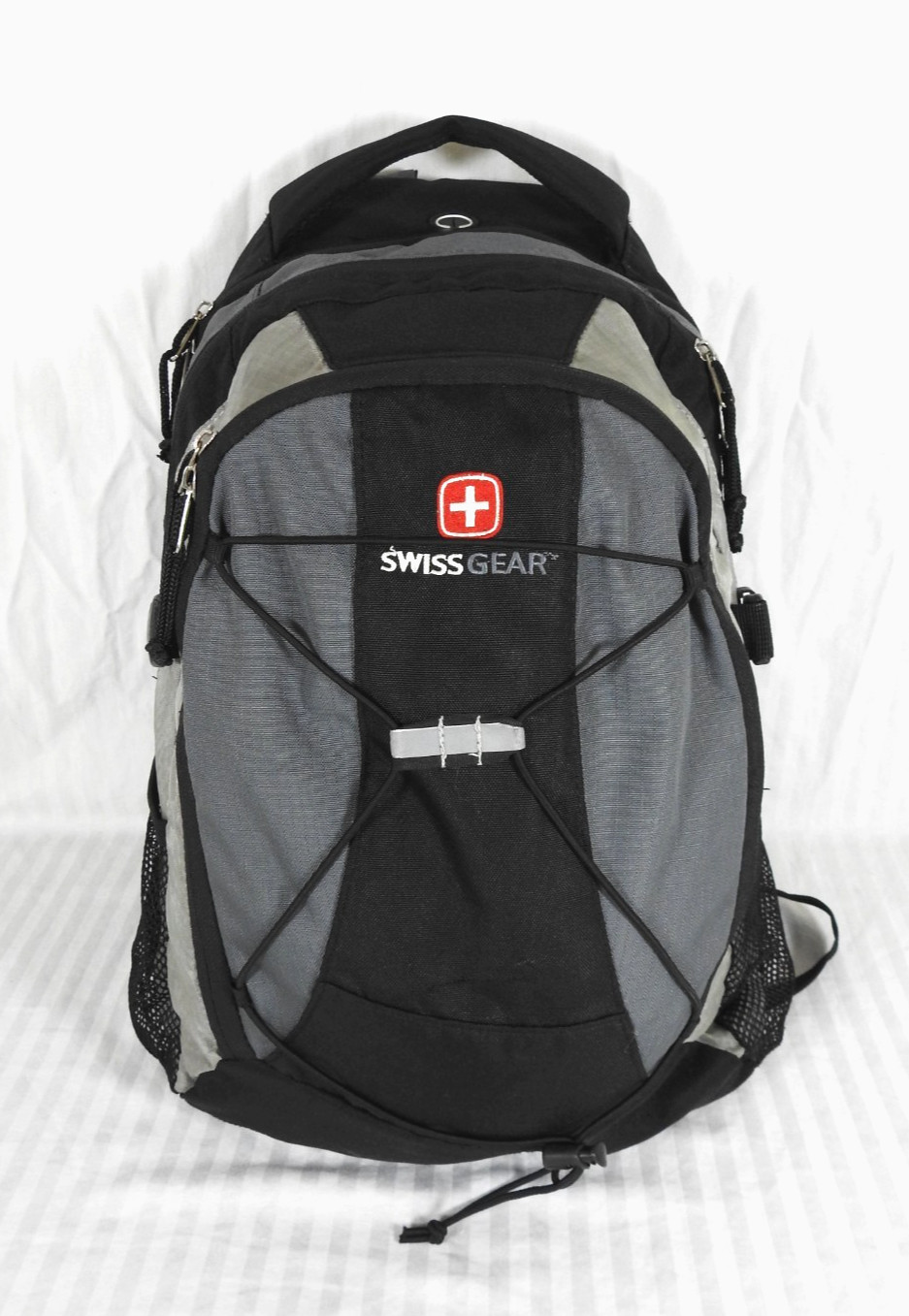 SwissGear Black & Gray Backpack w/ Bungee Cord. #SG25075F. School Travel Work