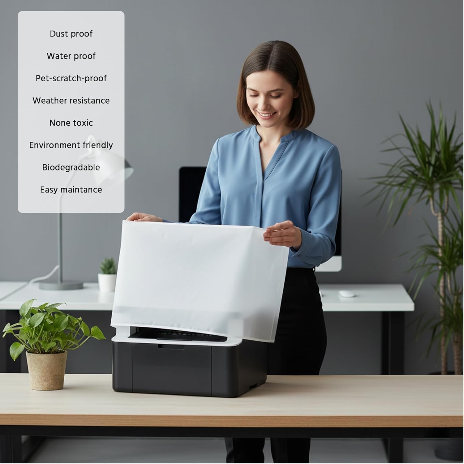 Waterproof See-Through Printer Dust Cover for HP, EPSON, CANON – 16W x 12D x 8H