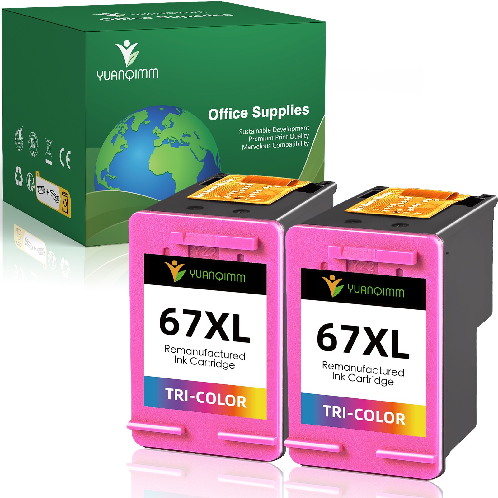 67XL Ink Cartridges for HP 67 Ink Deskjet 2800e 2855e 4255e 4158e Envy 6030 6050