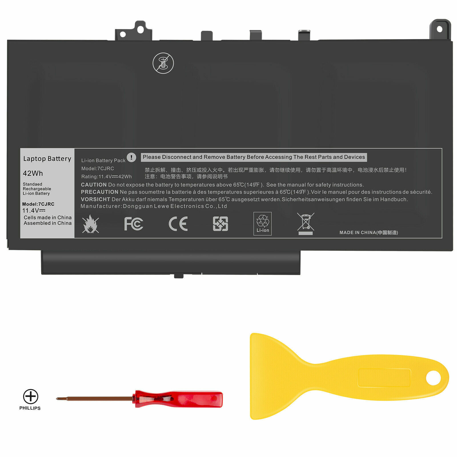 7CJRC Laptop Battery for Dell Latitude E7270 E7470 21X15 579TY F1KTM V6VMN 42Wh