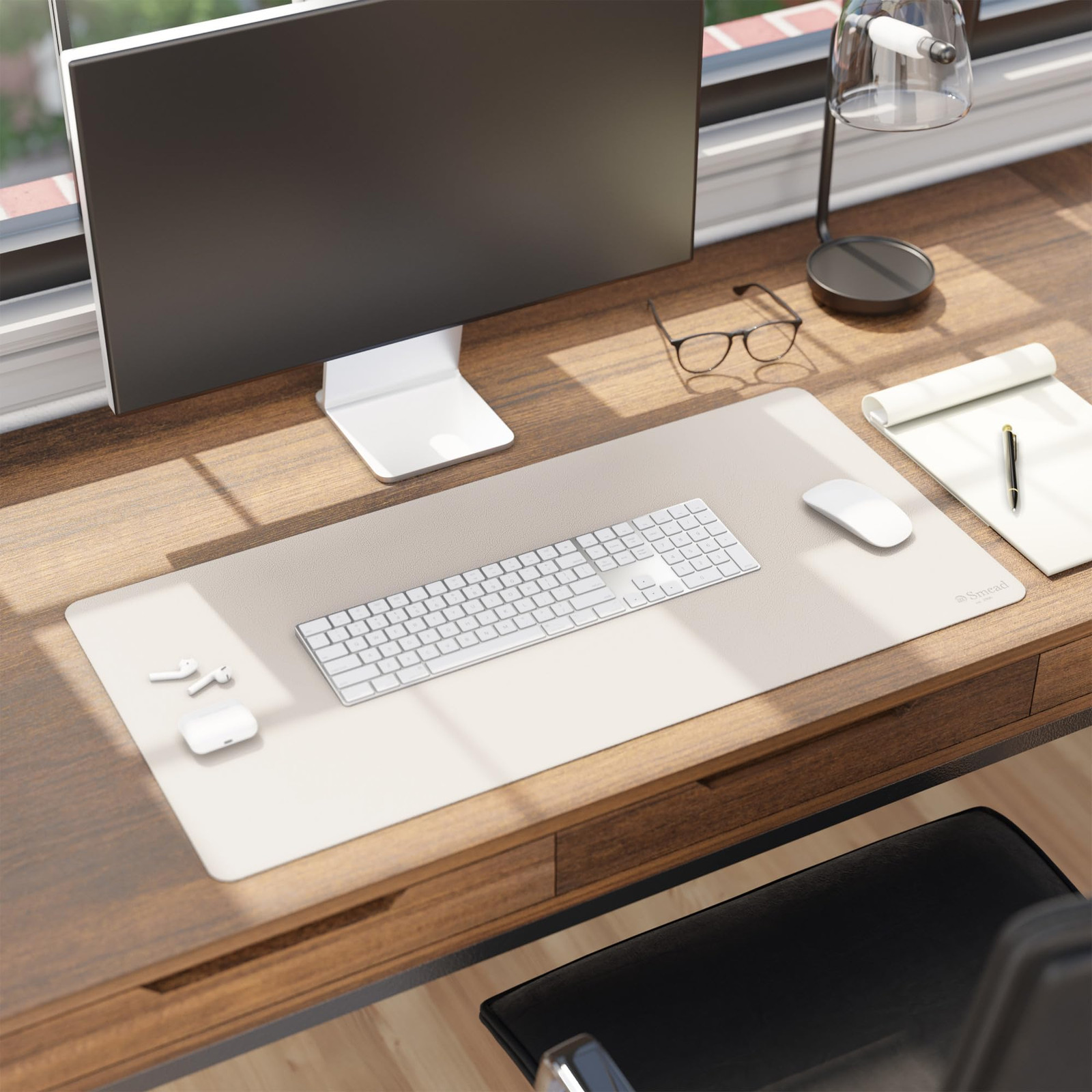 Desk Pad, Vegan Leather Desk Mat with Non-Slip Faux Suede Backing, Perfect De…